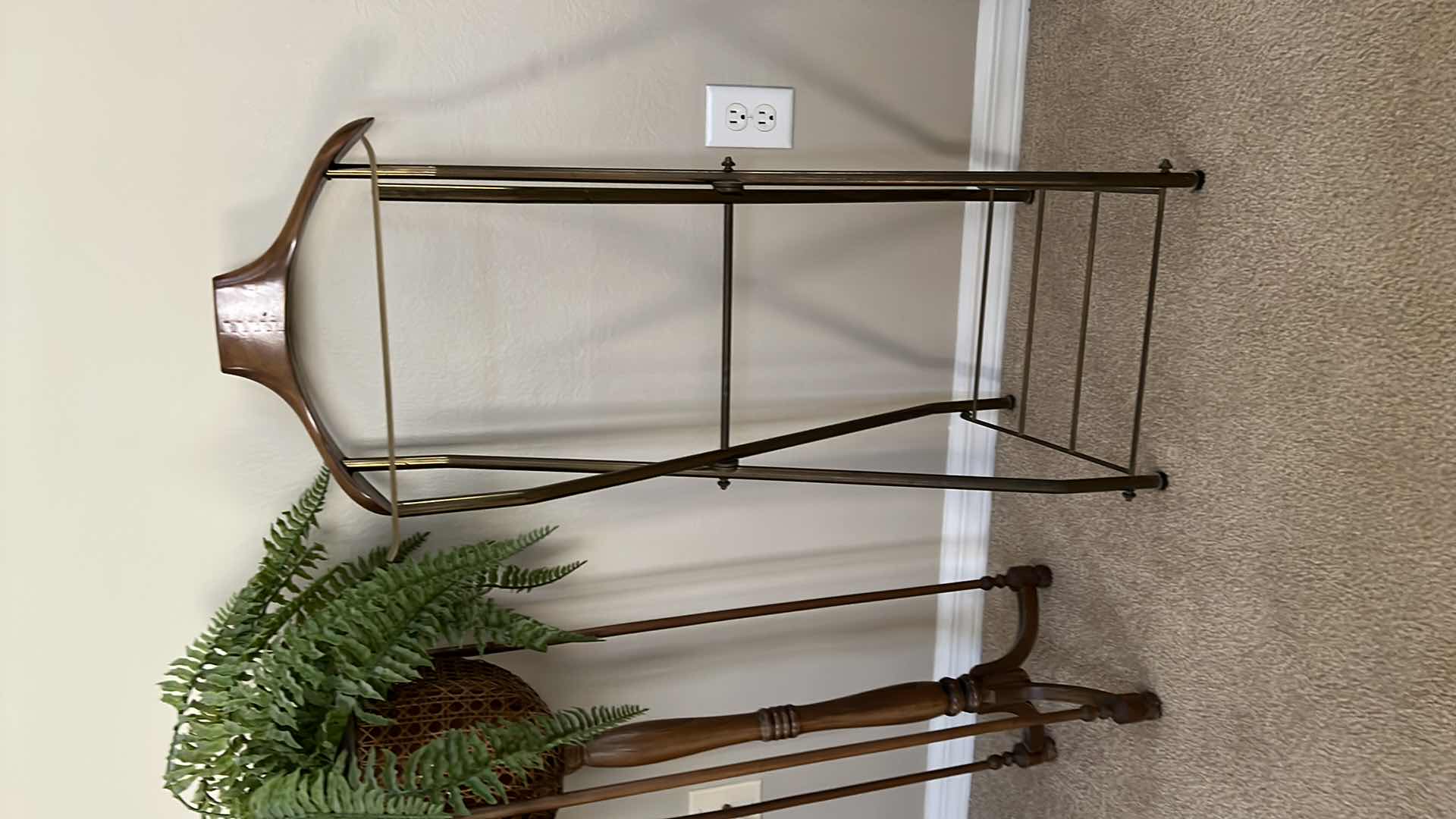 Photo 1 of WOOD PLANT STAND, WOOD SUIT RACK