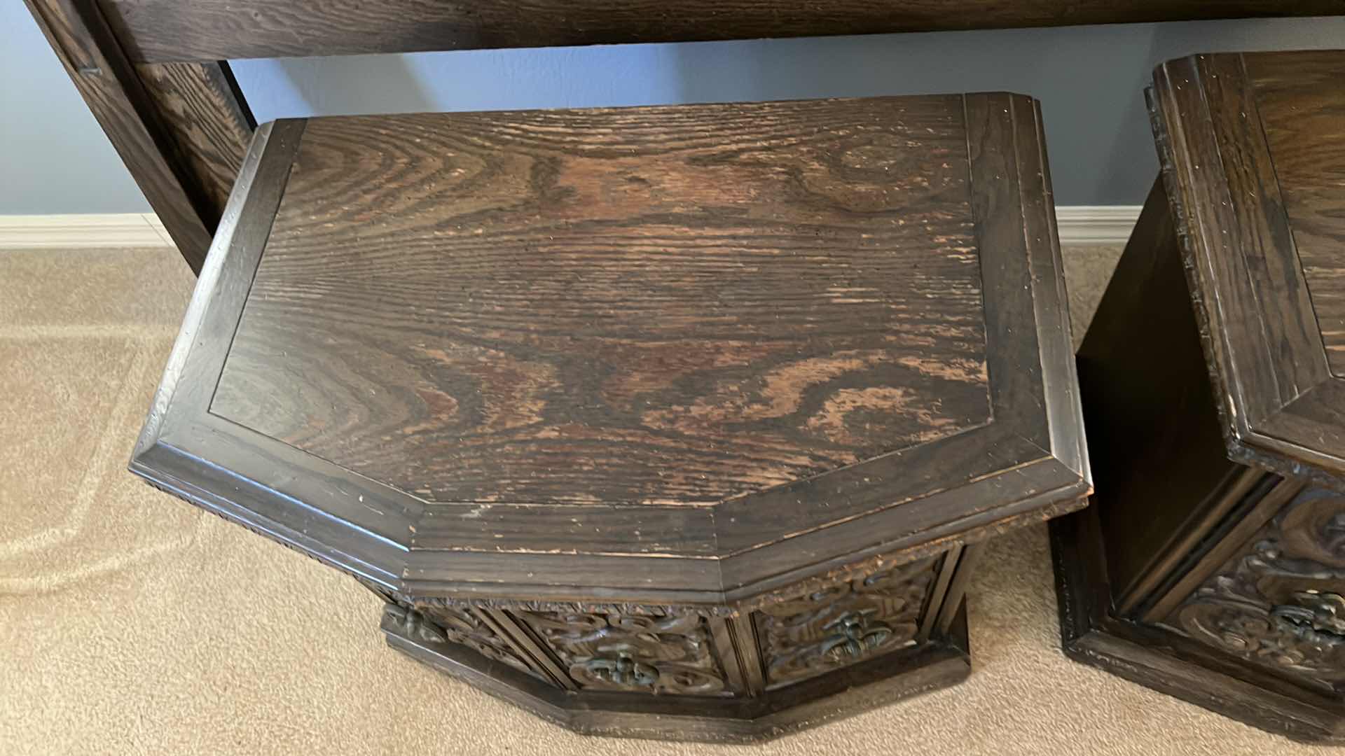 Photo 1 of VINTAGE WALNUT KING HEADBOARD W 2 MATCHING NIGHTSTANDS