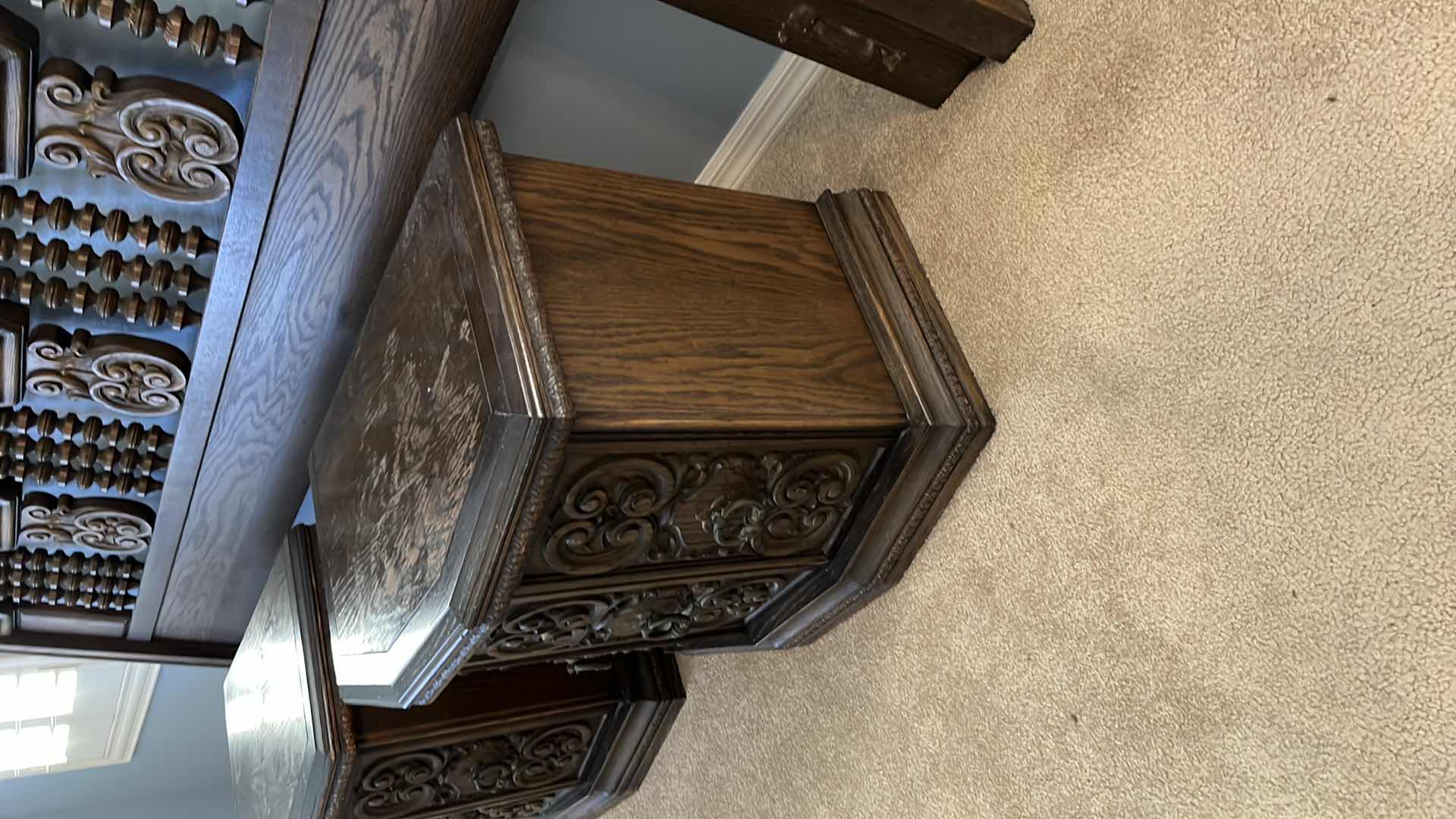 Photo 4 of VINTAGE WALNUT KING HEADBOARD W 2 MATCHING NIGHTSTANDS