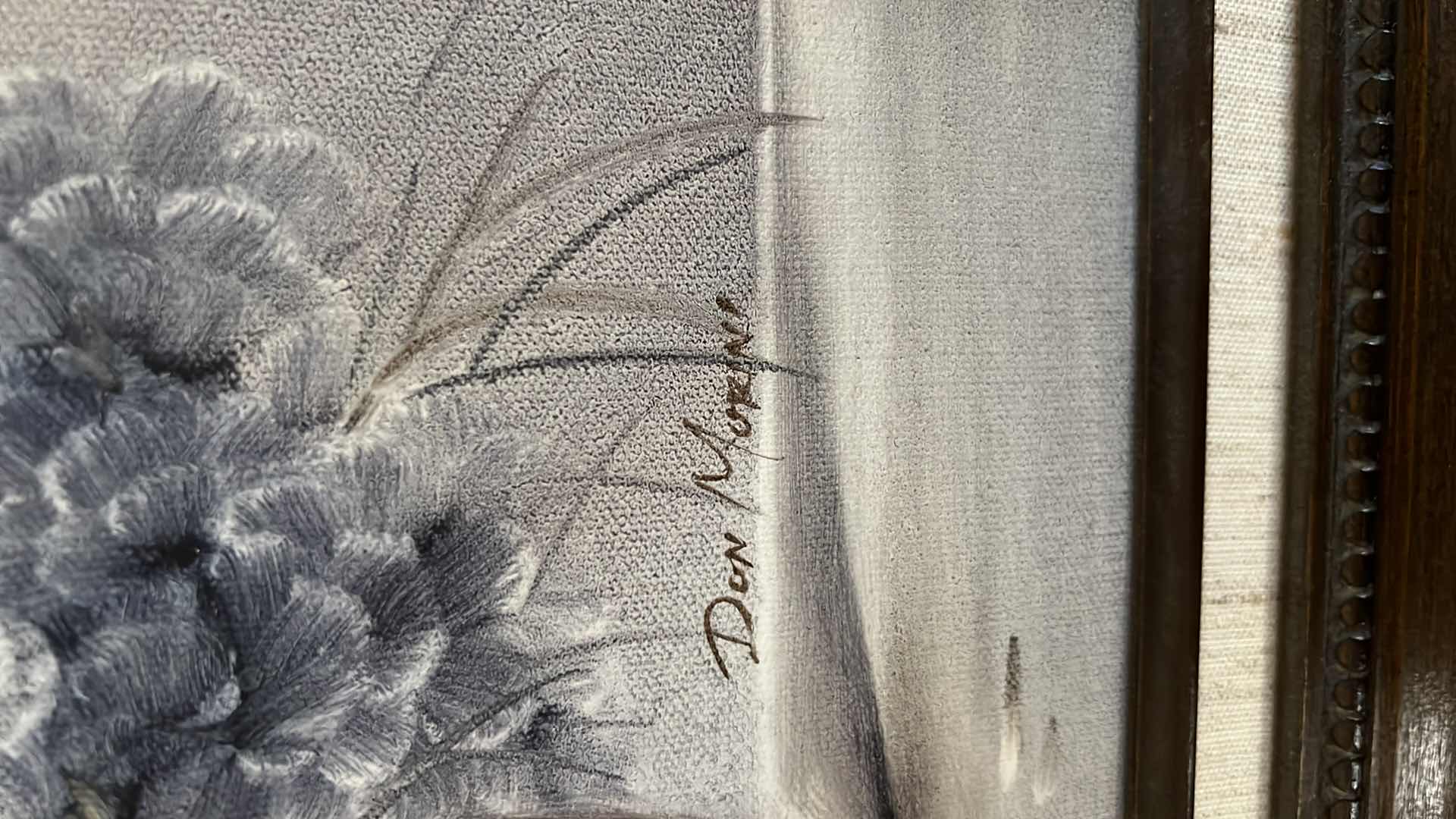 Photo 3 of VINTAGE FRAMED FLORAL VASE ARTWORK SIGNED BY ARTIST 23” x 19”