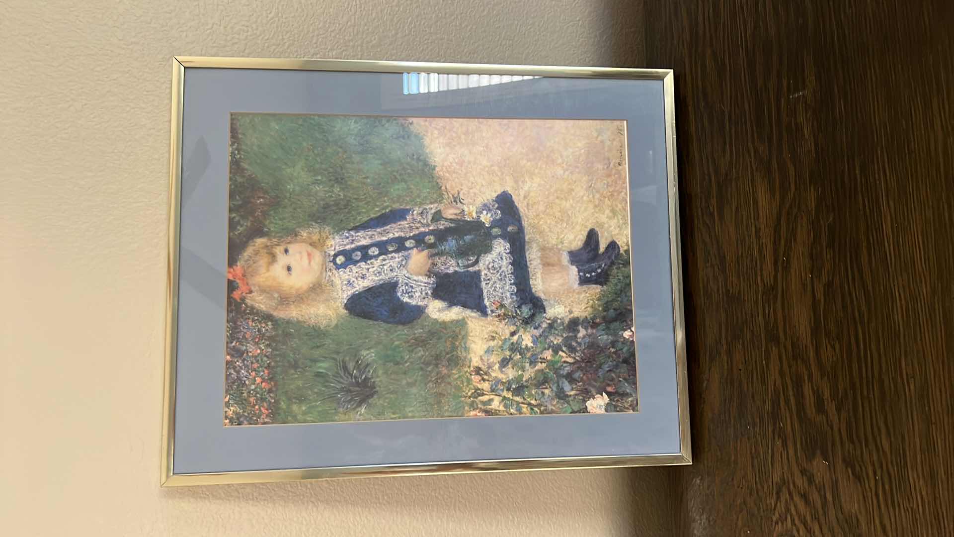 Photo 2 of VINTAGE FRAMED LITTLE GIRL ARTWORK ARTIST SIGNED 27” x 21”