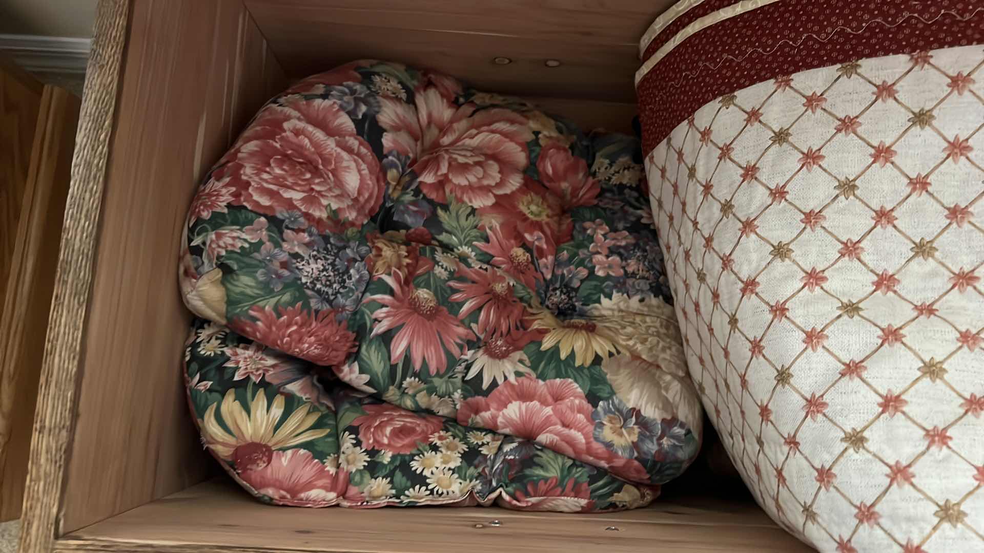 Photo 1 of OAK W UPHOLSTERED TOP STORAGE CHEST BENCH 48” x 18” H22” (CONTENTS INCLUDED)