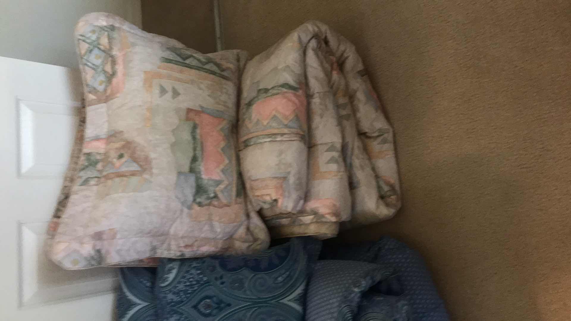 Photo 1 of BLUE KING COMFORTER W PILLOWS AND QUEEN SOUTHWEST COMFORTER W PILLOWS