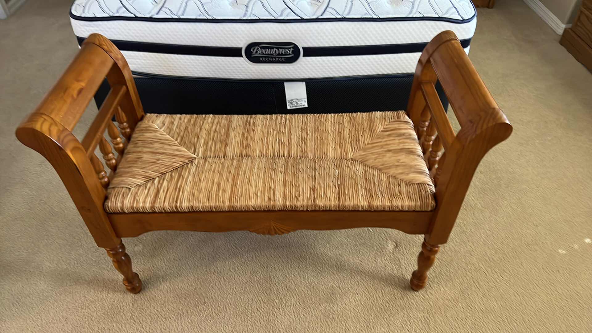 Photo 1 of WOOD W WICKER BENCH 43” x 18” H29”