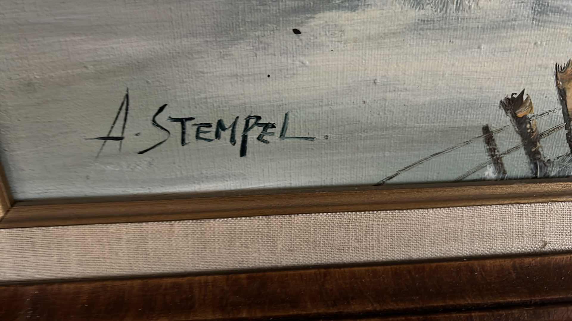 Photo 1 of VINTAGE FRAMED FARMHOUSE OIL PAINTING SIGNED BY ARTIST 31” x 28”