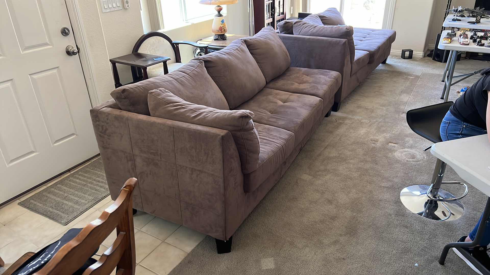 Photo 1 of 7’ RIGHT ARM FACING BROWN UPHOLSTERED SOFA