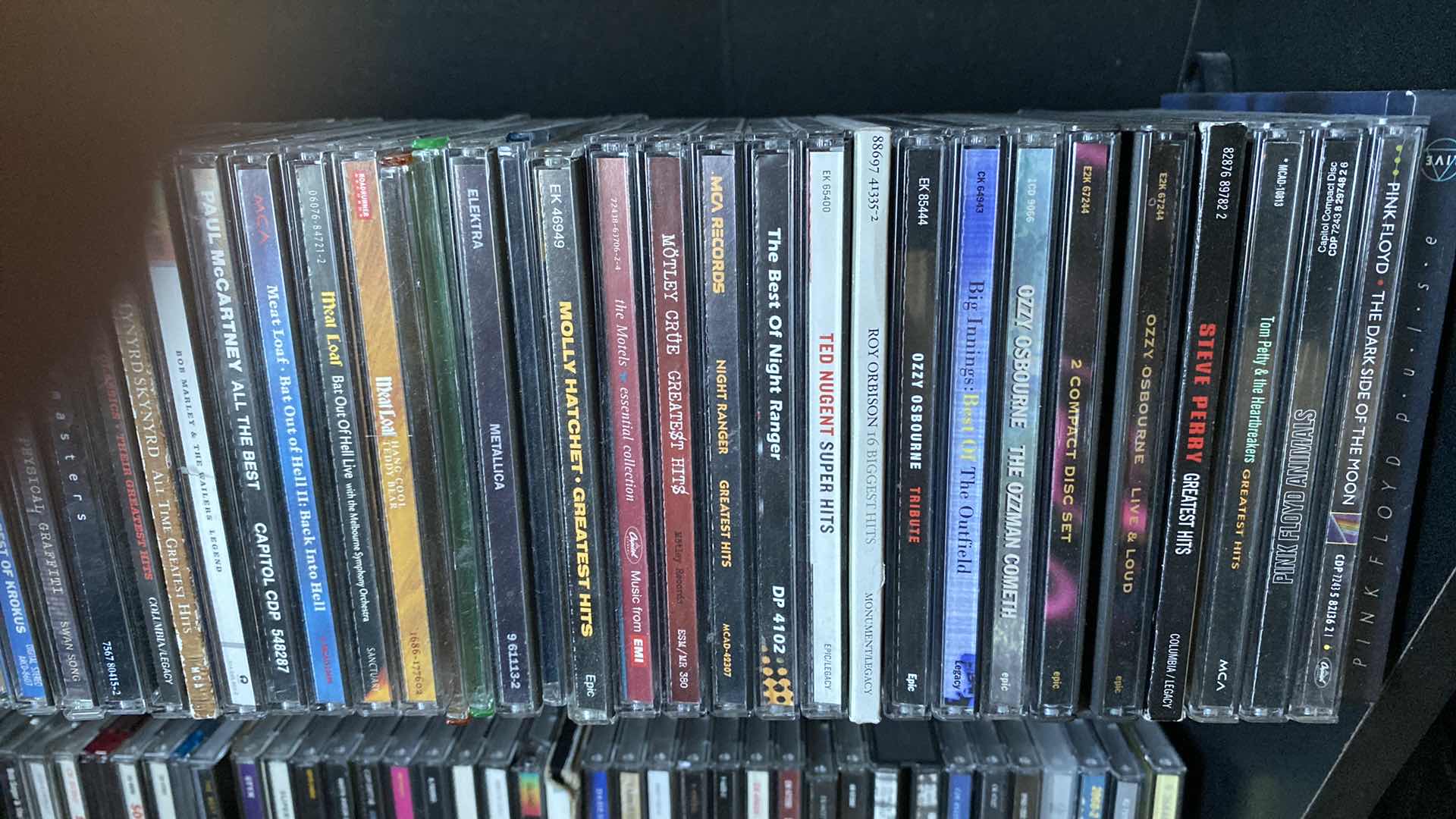 Photo 6 of CD STORAGE UNIT WITH ROCK CDS. 24x10x31H AC/DC JOURNEY PAT BENETAR BOSTON EAGLES PRINCE OZZY & MANY MORE