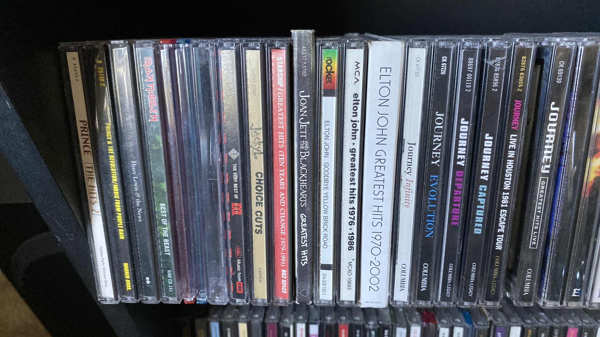 Photo 5 of CD STORAGE UNIT WITH ROCK CDS. 24x10x31H AC/DC JOURNEY PAT BENETAR BOSTON EAGLES PRINCE OZZY & MANY MORE