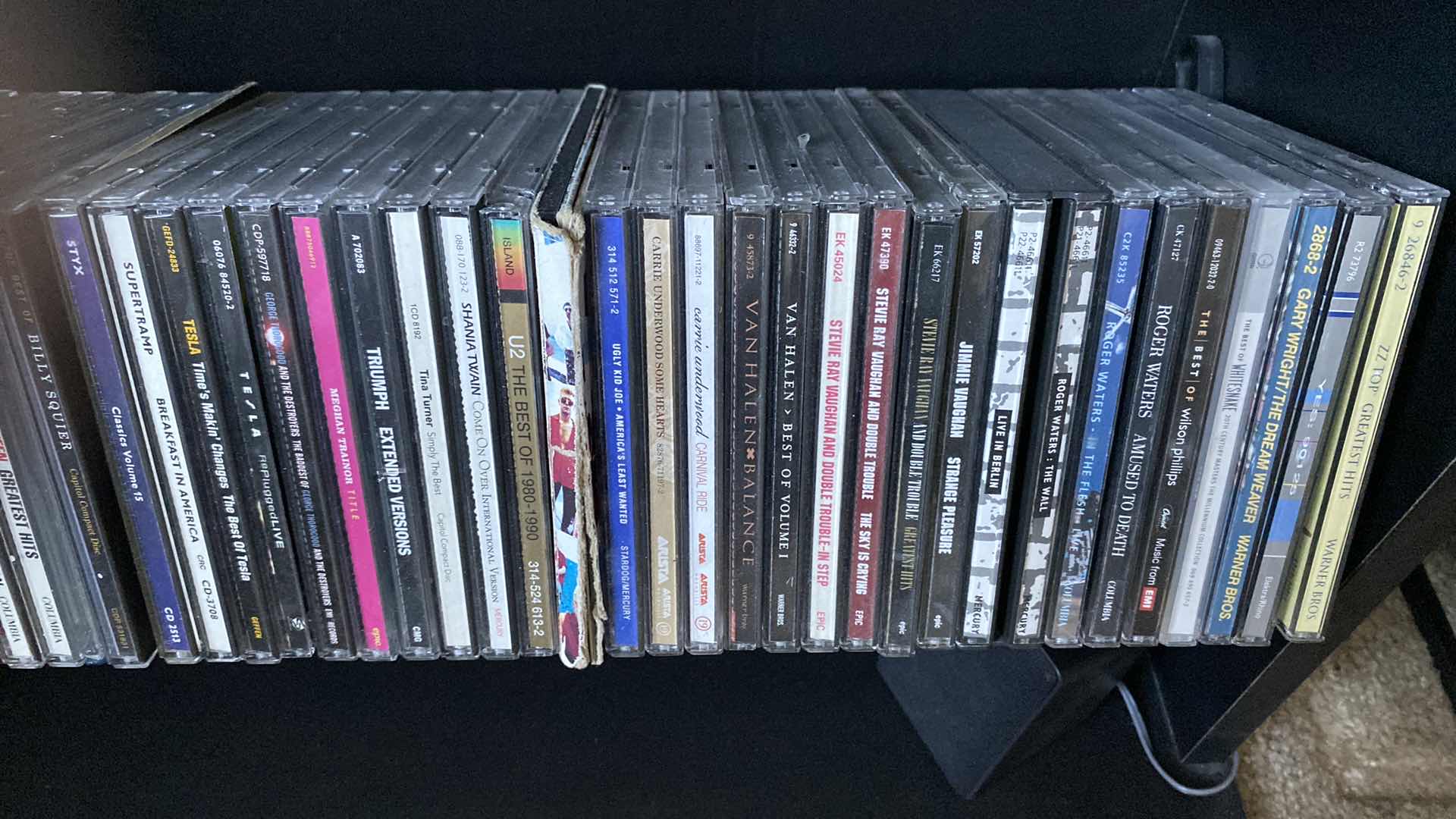 Photo 8 of CD STORAGE UNIT WITH ROCK CDS. 24x10x31H AC/DC JOURNEY PAT BENETAR BOSTON EAGLES PRINCE OZZY & MANY MORE