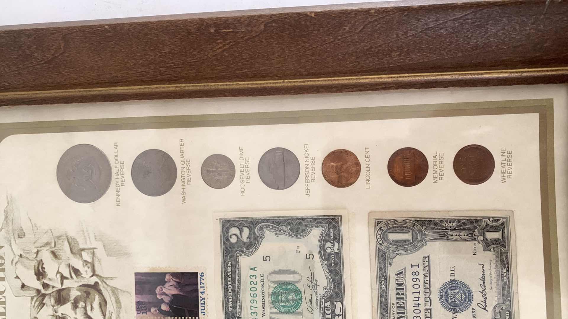 Photo 1 of FRAMED UNITED STATES COMMEMORATIVE PRESIDENTIAL CURRENCY COLLECTION.