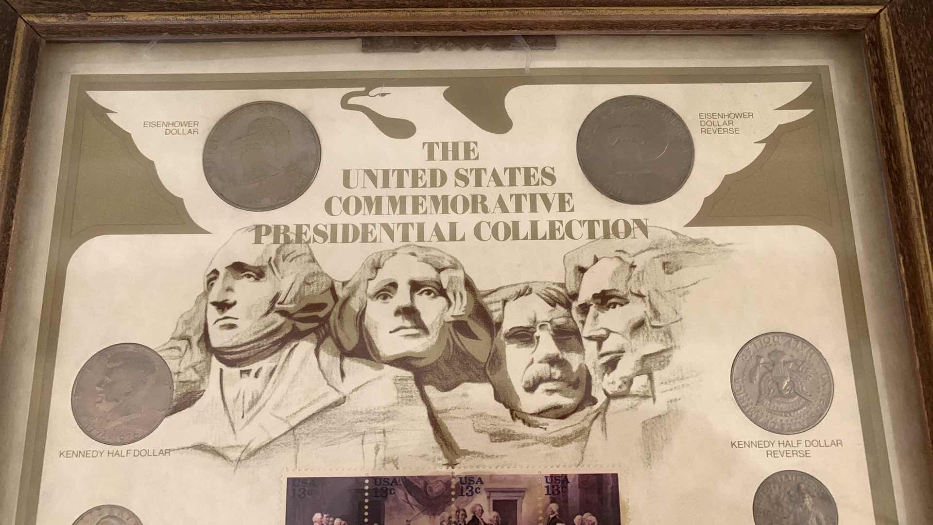 Photo 1 of FRAMED UNITED STATES COMMEMORATIVE PRESIDENTIAL CURRENCY COLLECTION.