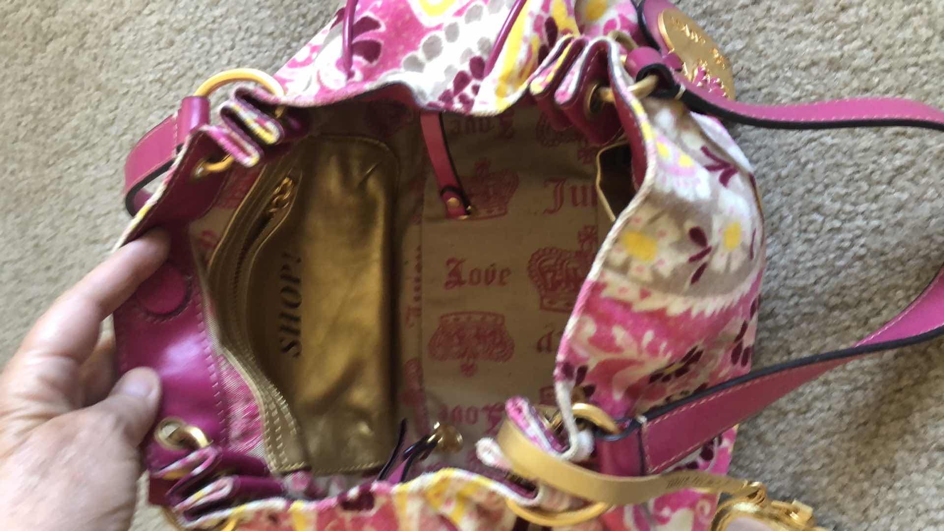 Photo 1 of JUICY COUTURE HANDBAG AND 2 PAIR FLIP FLOPS 10” LONG