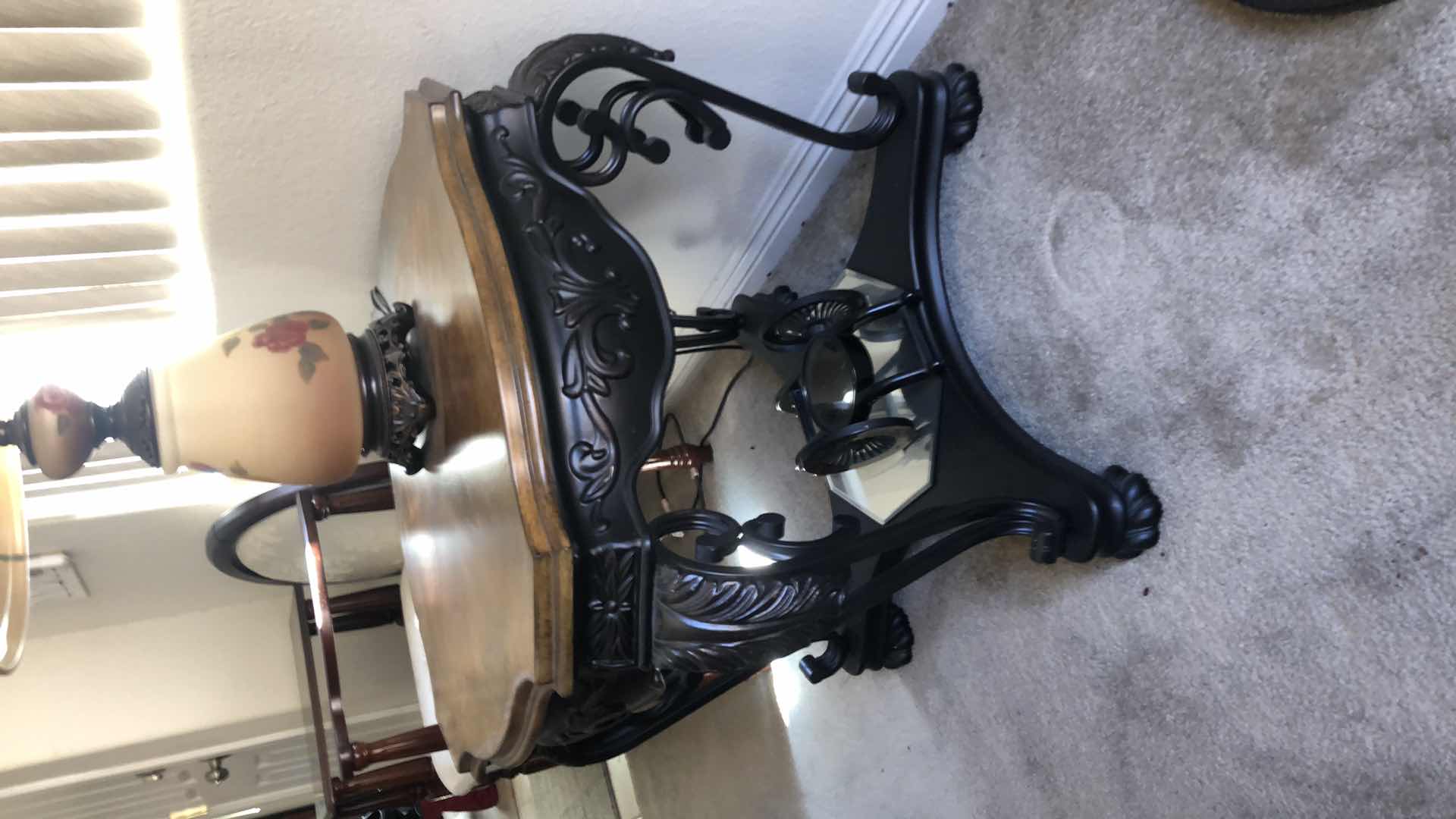 Photo 1 of ORNATE WOOD ACCENT TABLE, 26x26” H25”