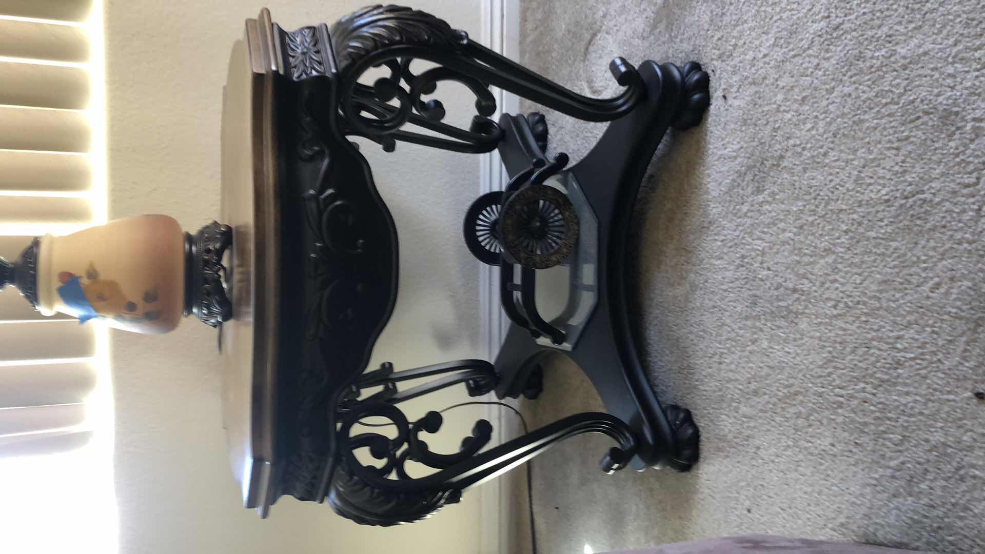 Photo 1 of ORNATE WOOD ACCENT TABLE, 26x26” H25”