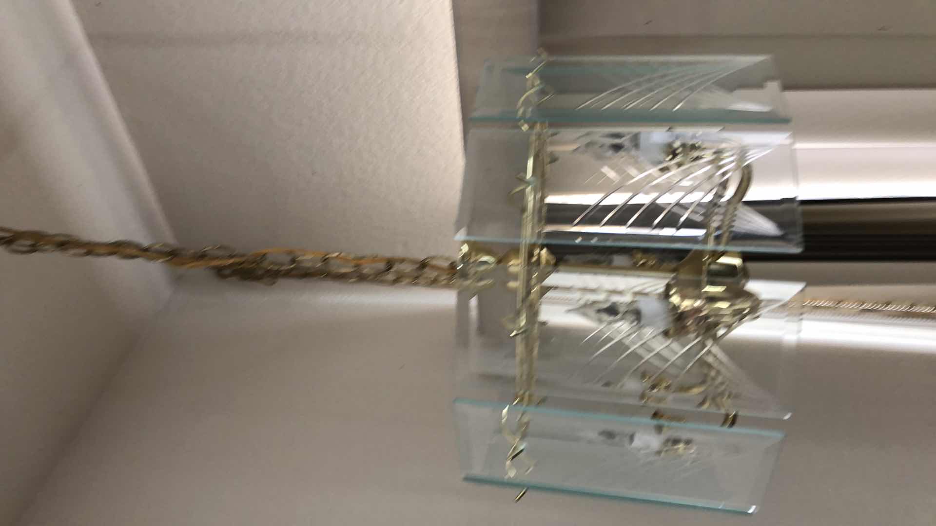 Photo 1 of ETCHED GLASS W/ BRASS HANGING SWAG LAMP