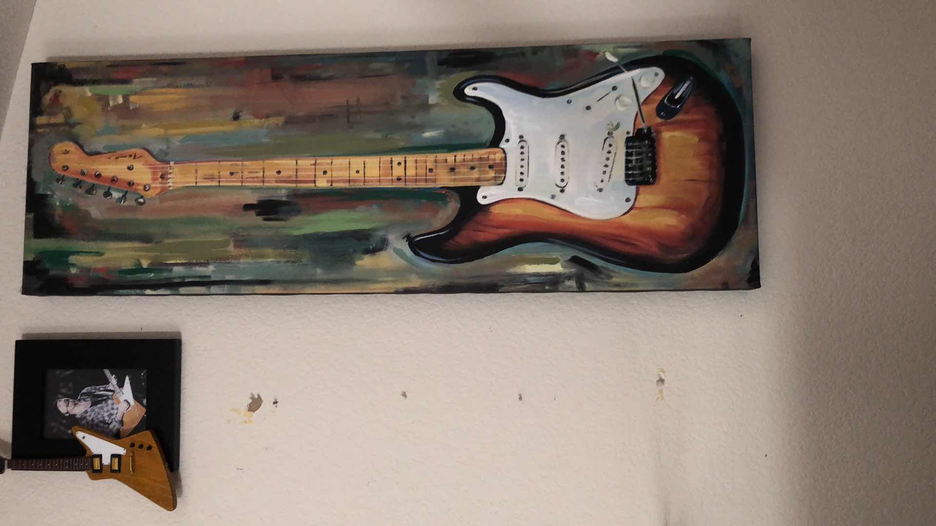 Photo 1 of GUITAR ARTWORK, 12x36” WITH COLLECTIBLE GUITAR PHOTO FRAME