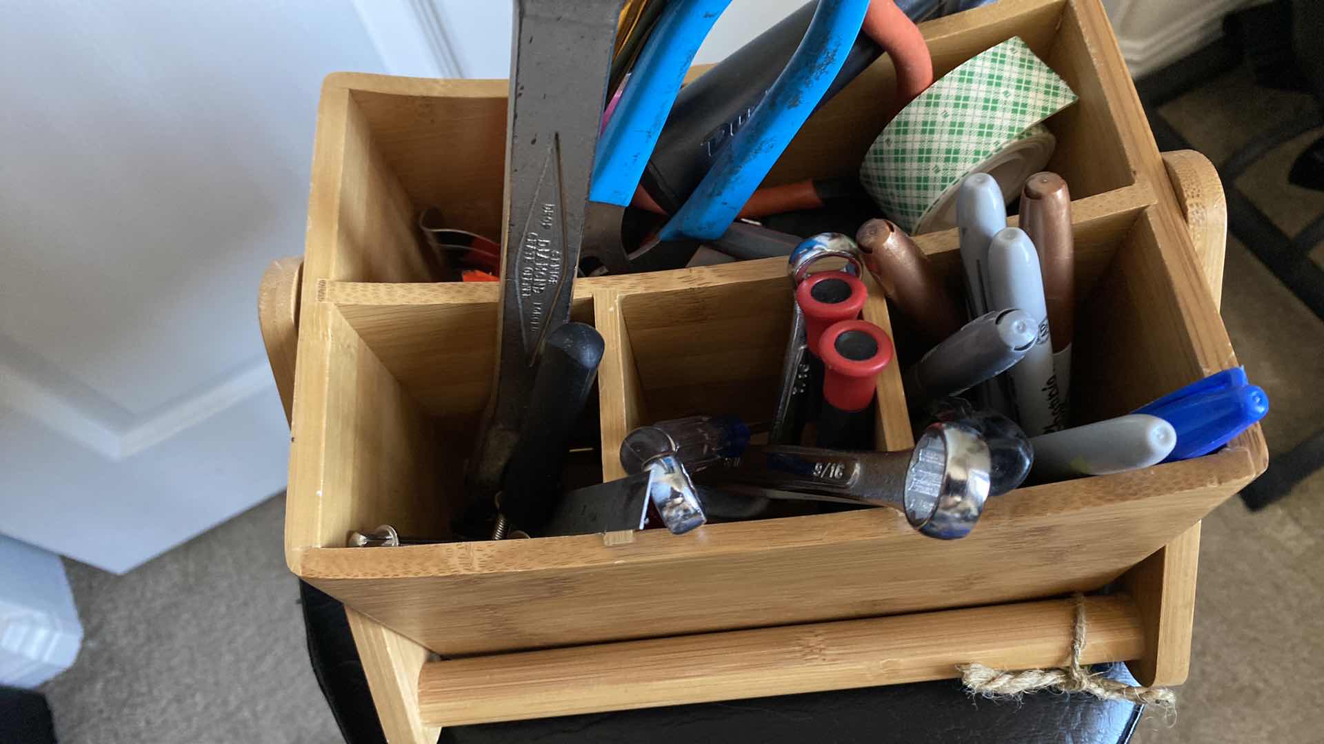 Photo 1 of BOX OF TOOLS & PENS