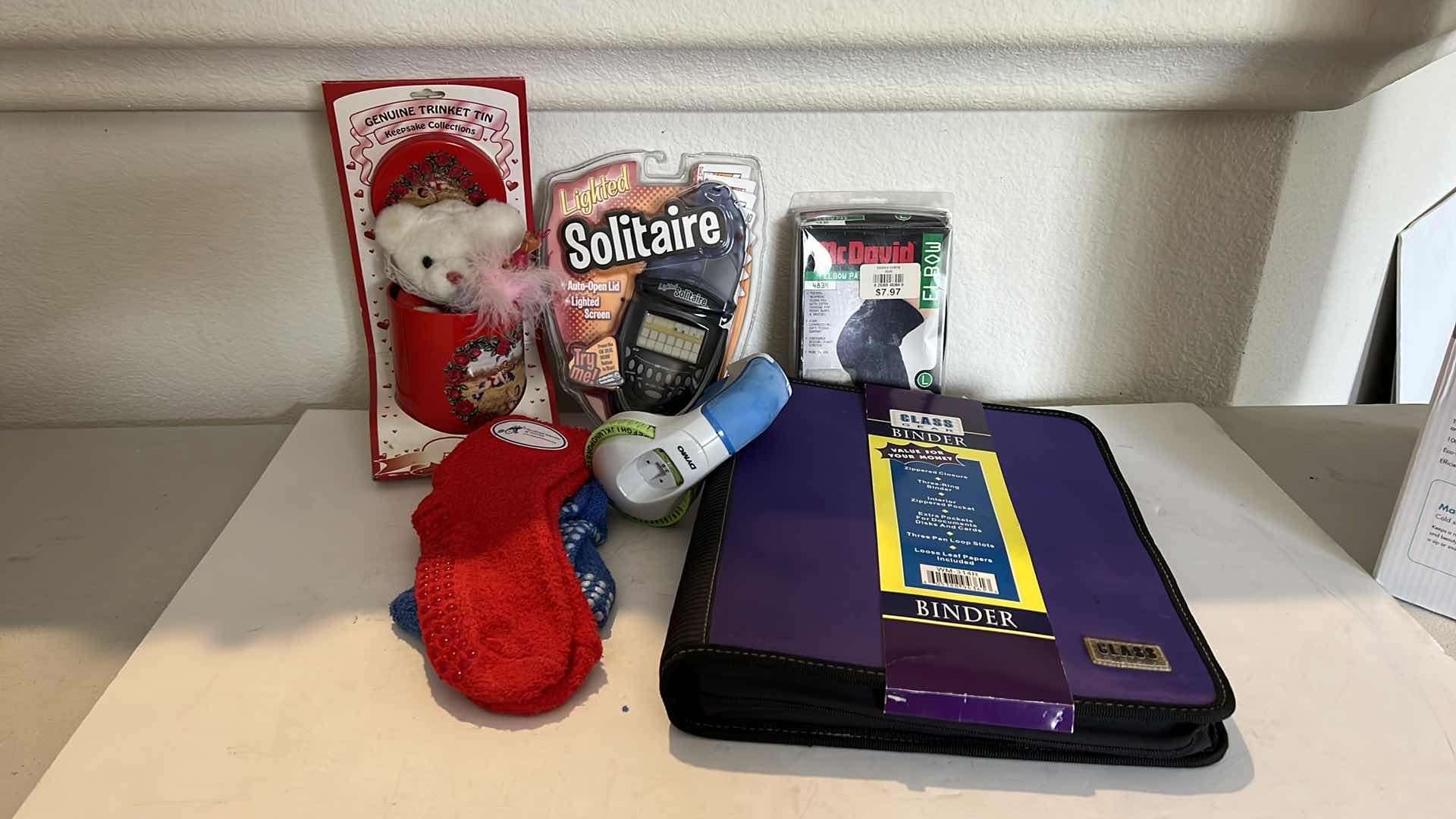 Photo 1 of 7-HOUSEHOLD ITEMS (NEW SOCKS, SOLITAIRE GAME)