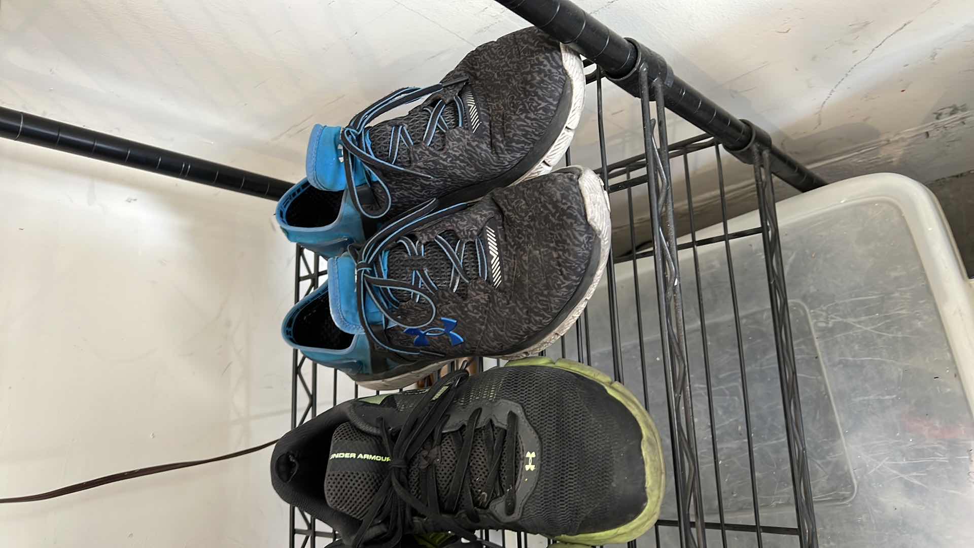 Photo 1 of BLACK METAL GARAGE SHELVING UNIT W CONTENTS, GARAGE ITEMS