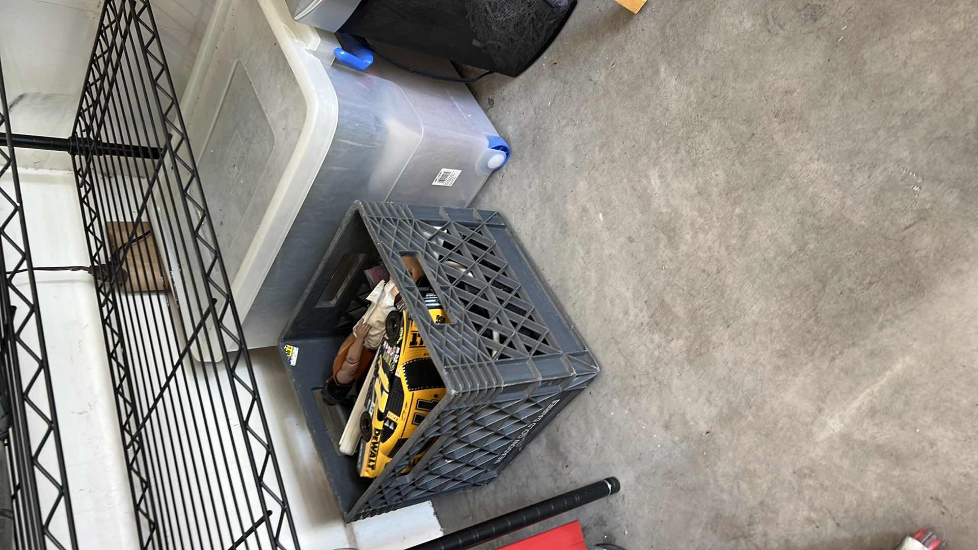 Photo 1 of BLACK METAL GARAGE SHELVING UNIT W CONTENTS, GARAGE ITEMS