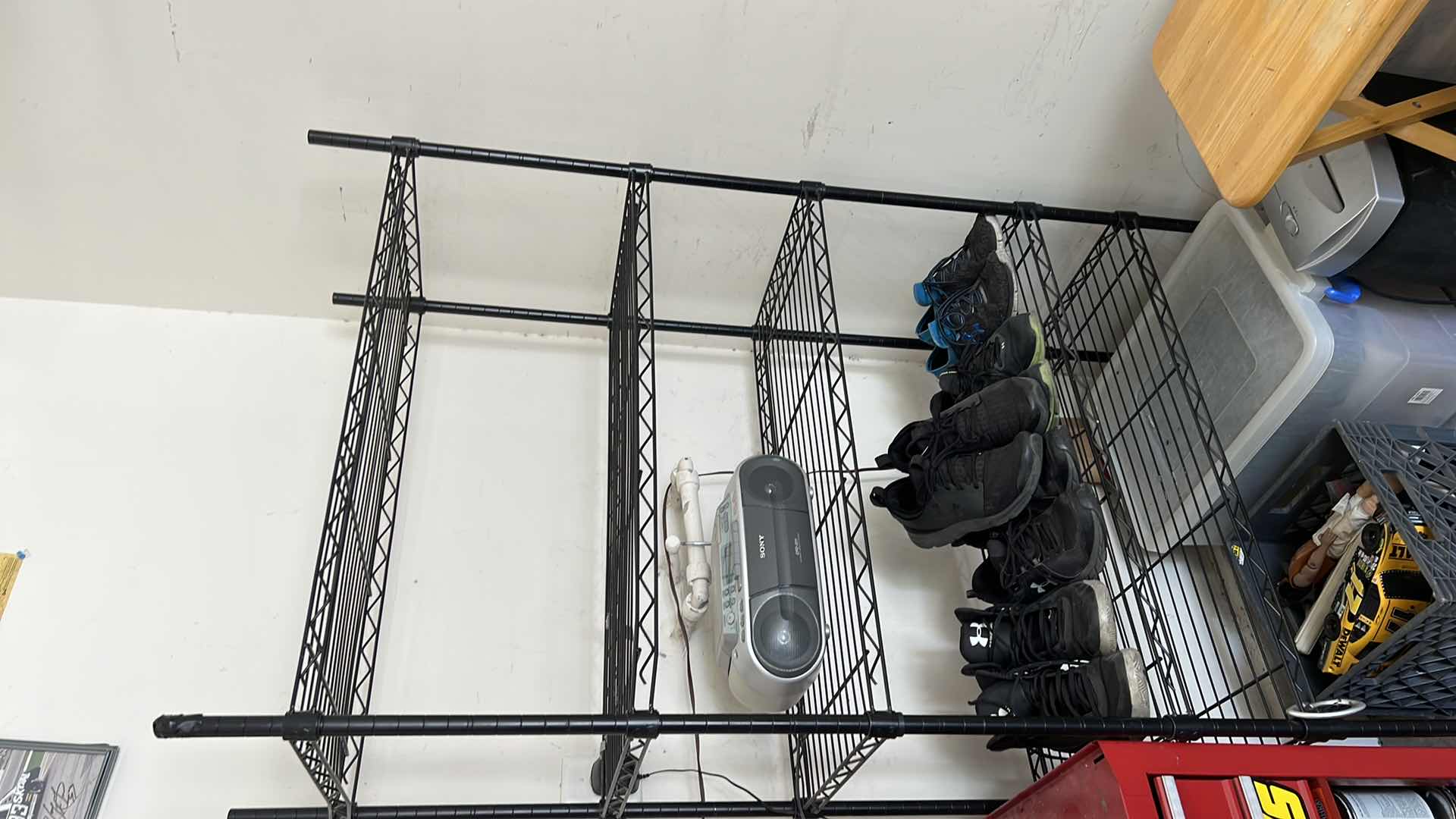 Photo 1 of BLACK METAL GARAGE SHELVING UNIT W CONTENTS, GARAGE ITEMS