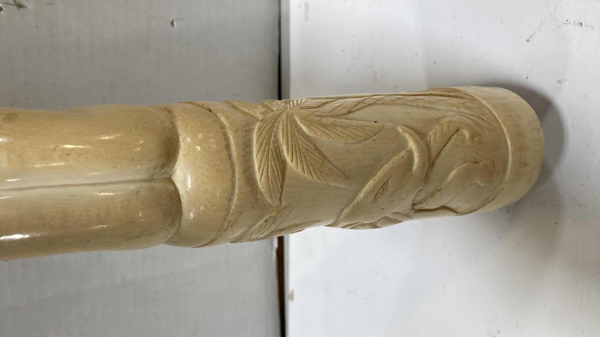 Photo 1 of AFRICAN CARVED ELEPHANT TUSKS (2) H 28”