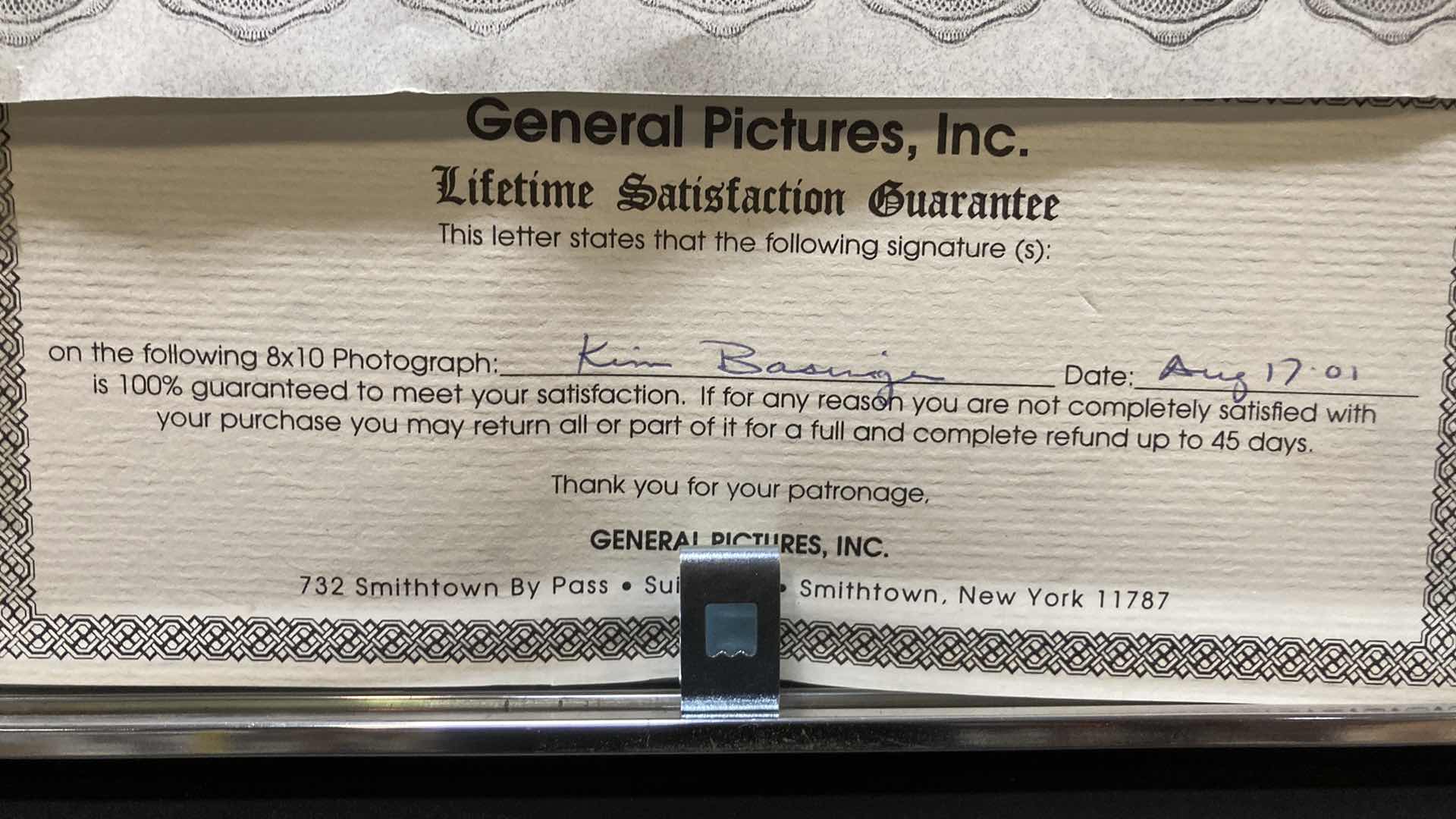 Photo 1 of KIM BASINGER AUTOGRAPHED PHOTO W COA