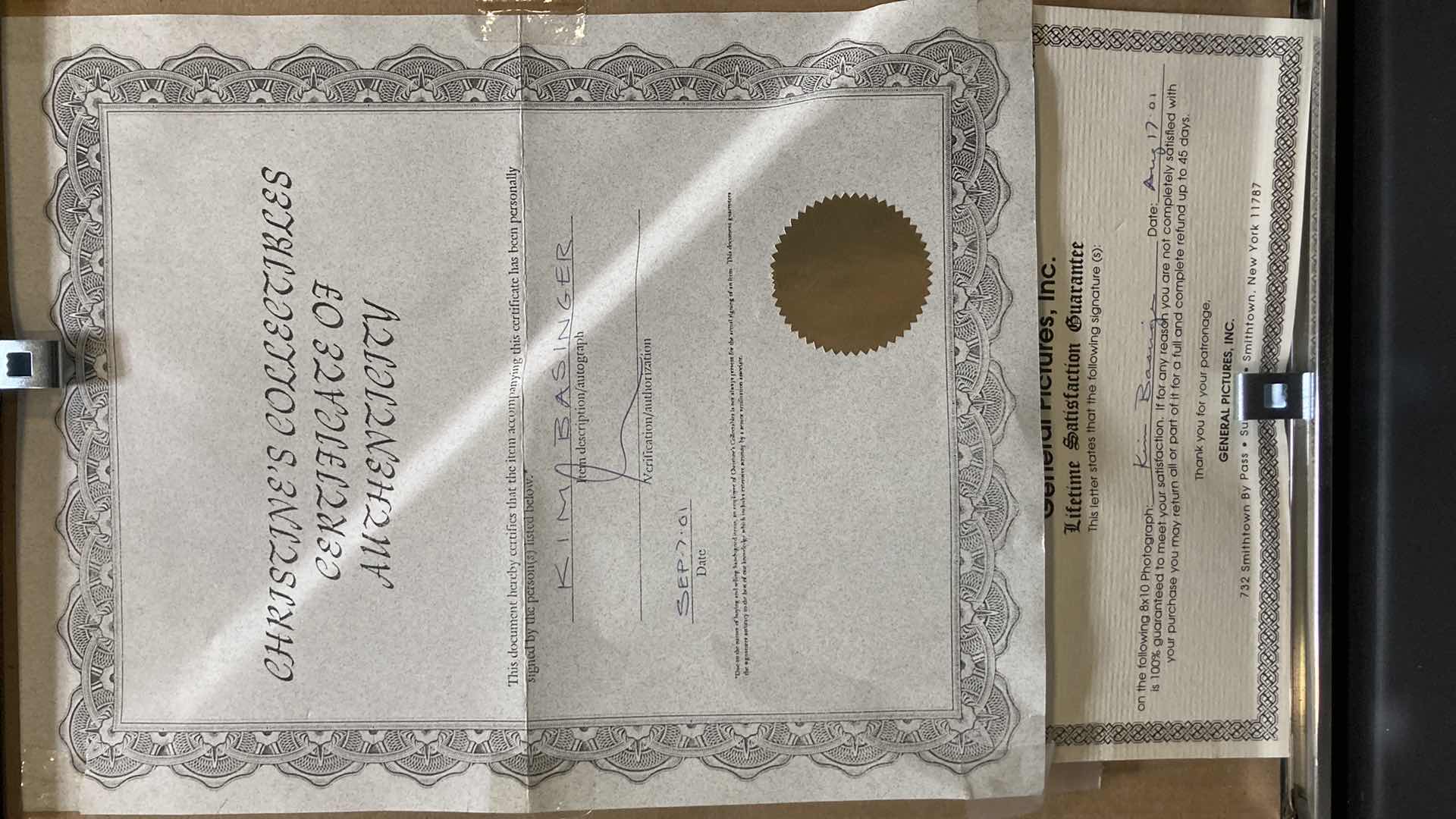 Photo 1 of KIM BASINGER AUTOGRAPHED PHOTO W COA