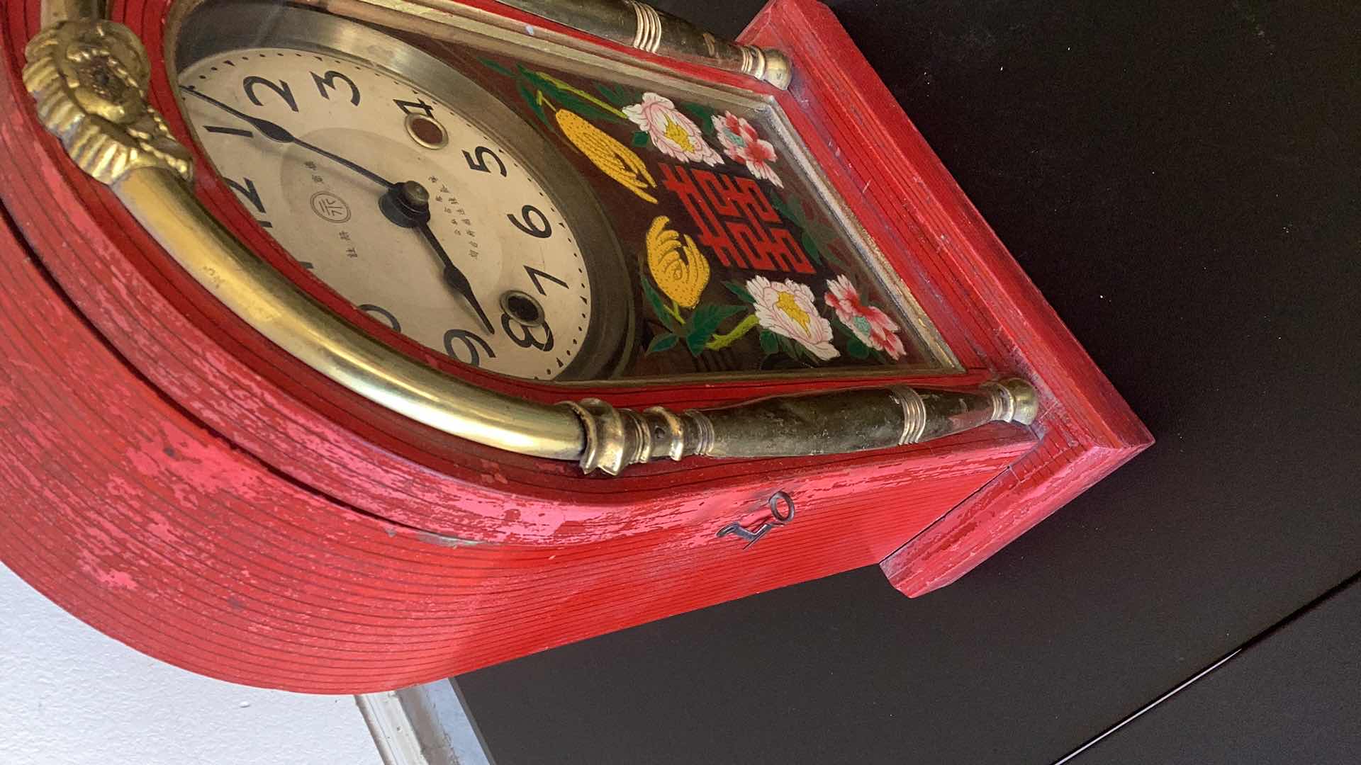 Photo 4 of VINTAGE CHINESE MANTLE CLOCK 9” X 4” H 17”