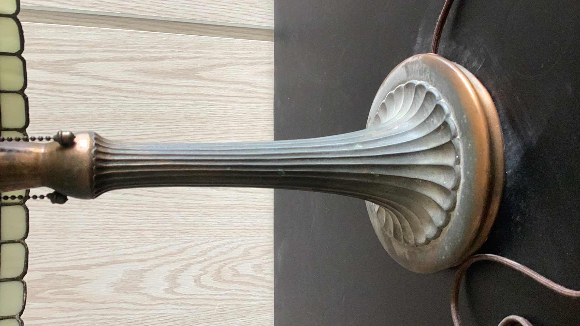 Photo 1 of LARGE VINTAGE STAINED GLASS LAMP 20” X H 21”