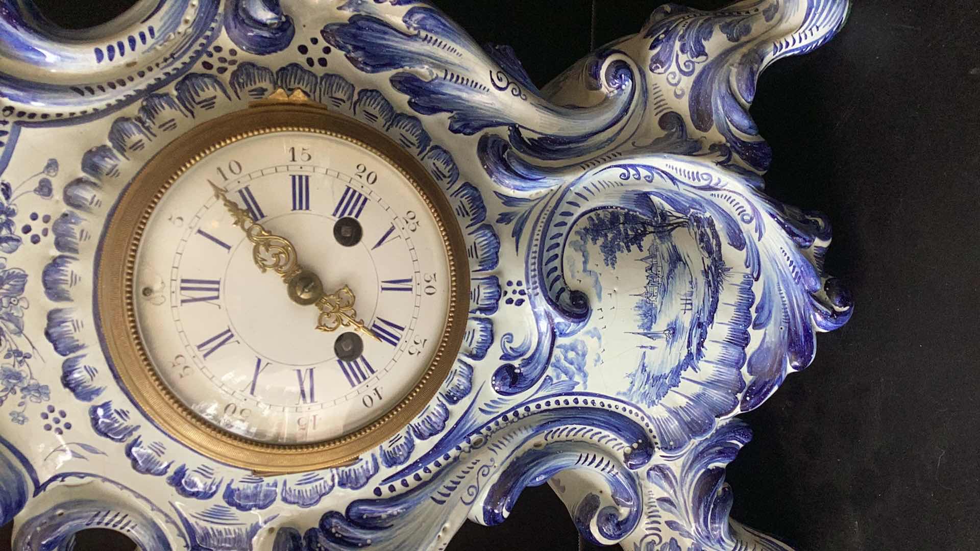 Photo 1 of ANTIQUE 1800’S DUTCH DELFT CLOCK 