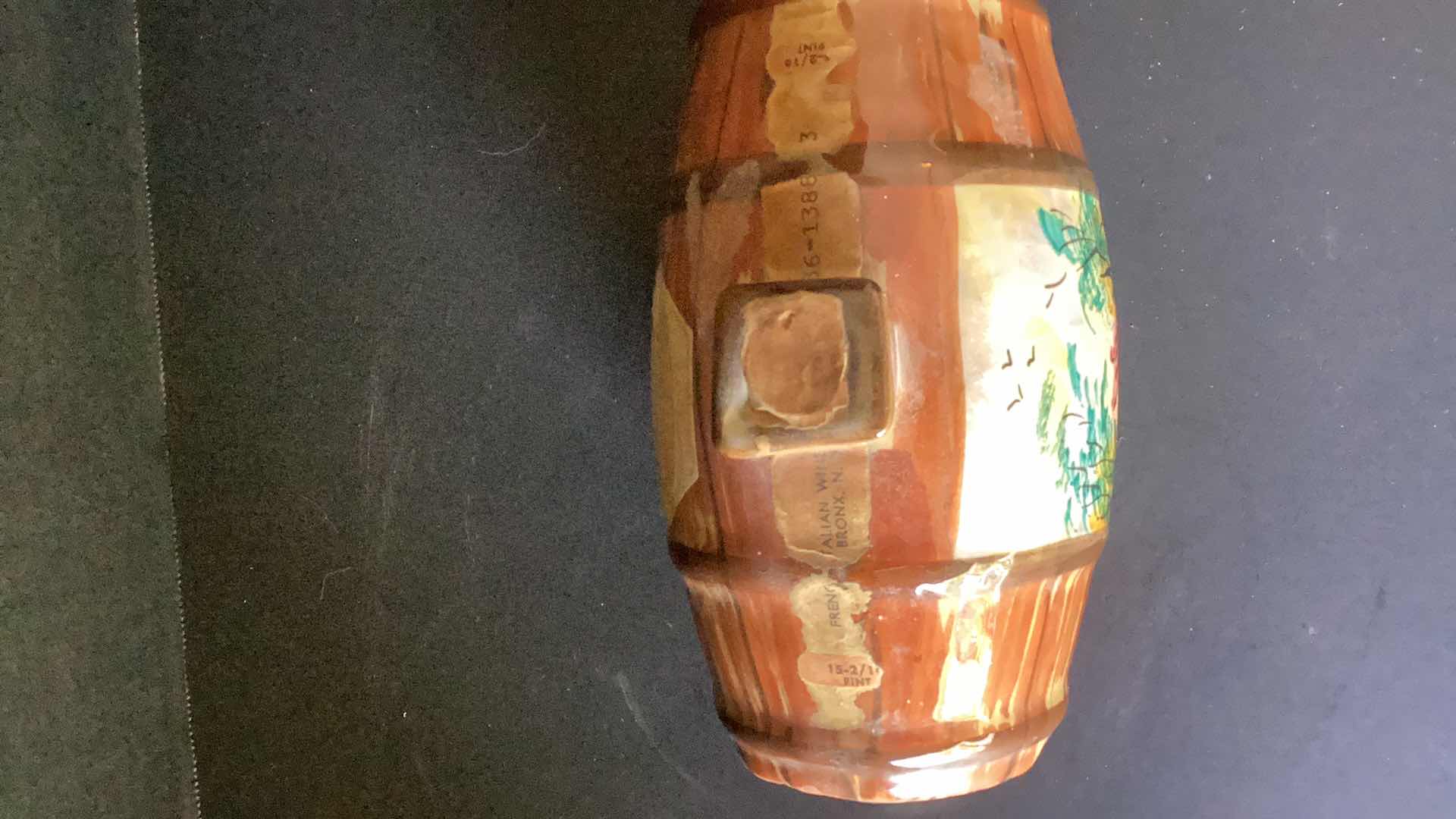 Photo 1 of FRENCH ITALIAN WINE COMPANY VINTAGE PORCELAIN WINE BARREL 6 1/2” X 5”