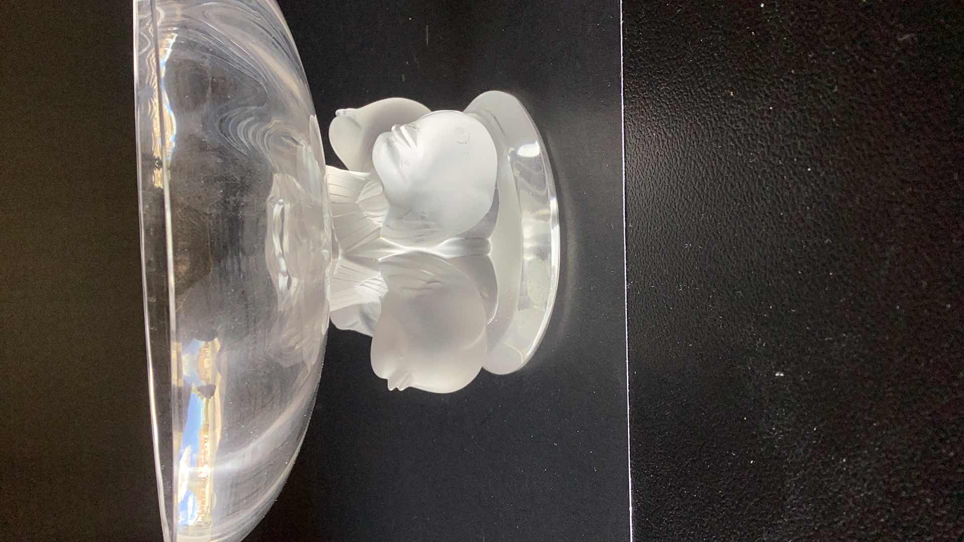 Photo 3 of LALIQUE CRYSTAL NOGENT SPARROW COMPOTE 5 1/2” X H 3 1/2” 