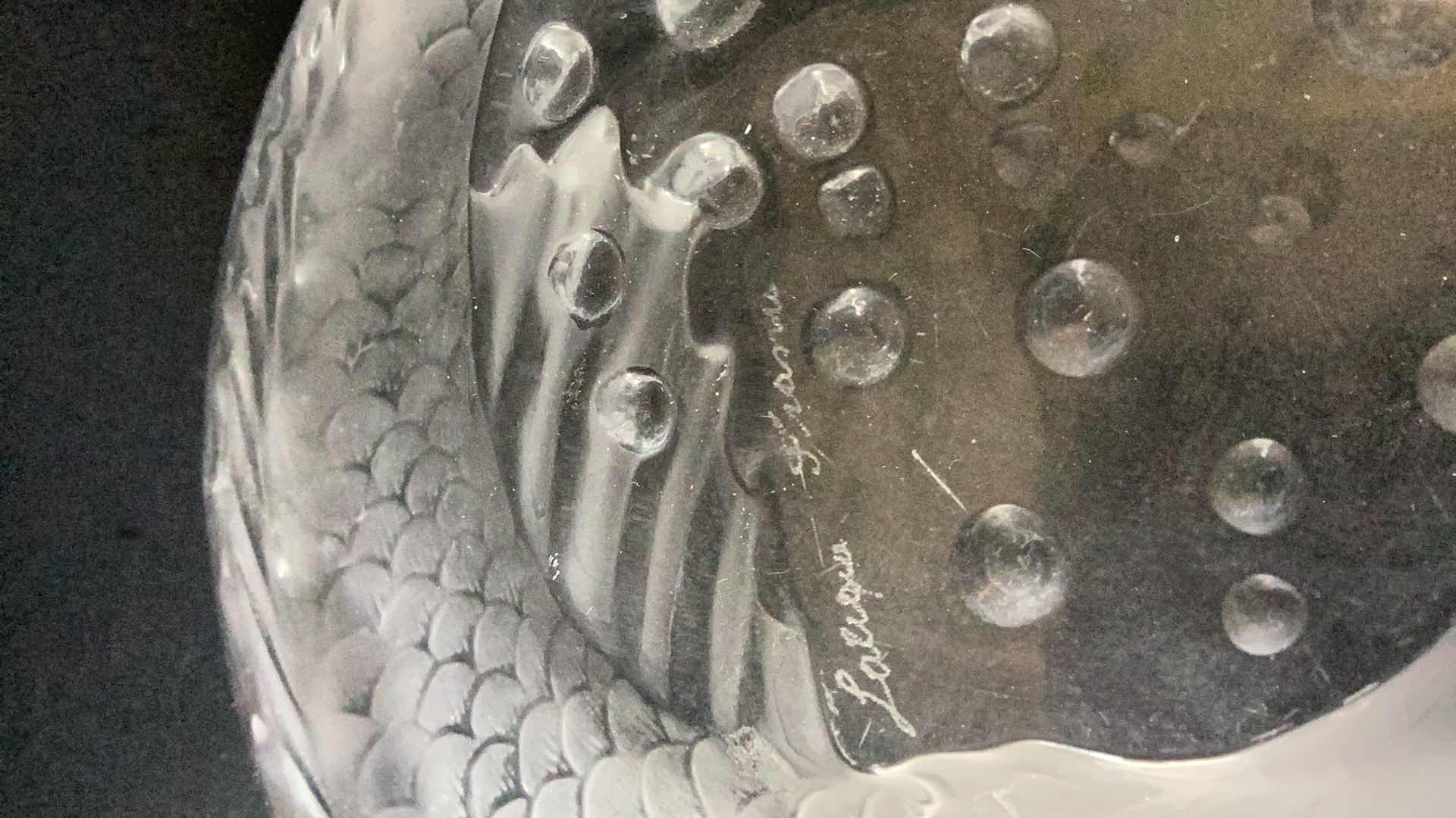 Photo 1 of LALIQUE CRYSTAL GLASS KOI FISH BOWL 6” WIDE 