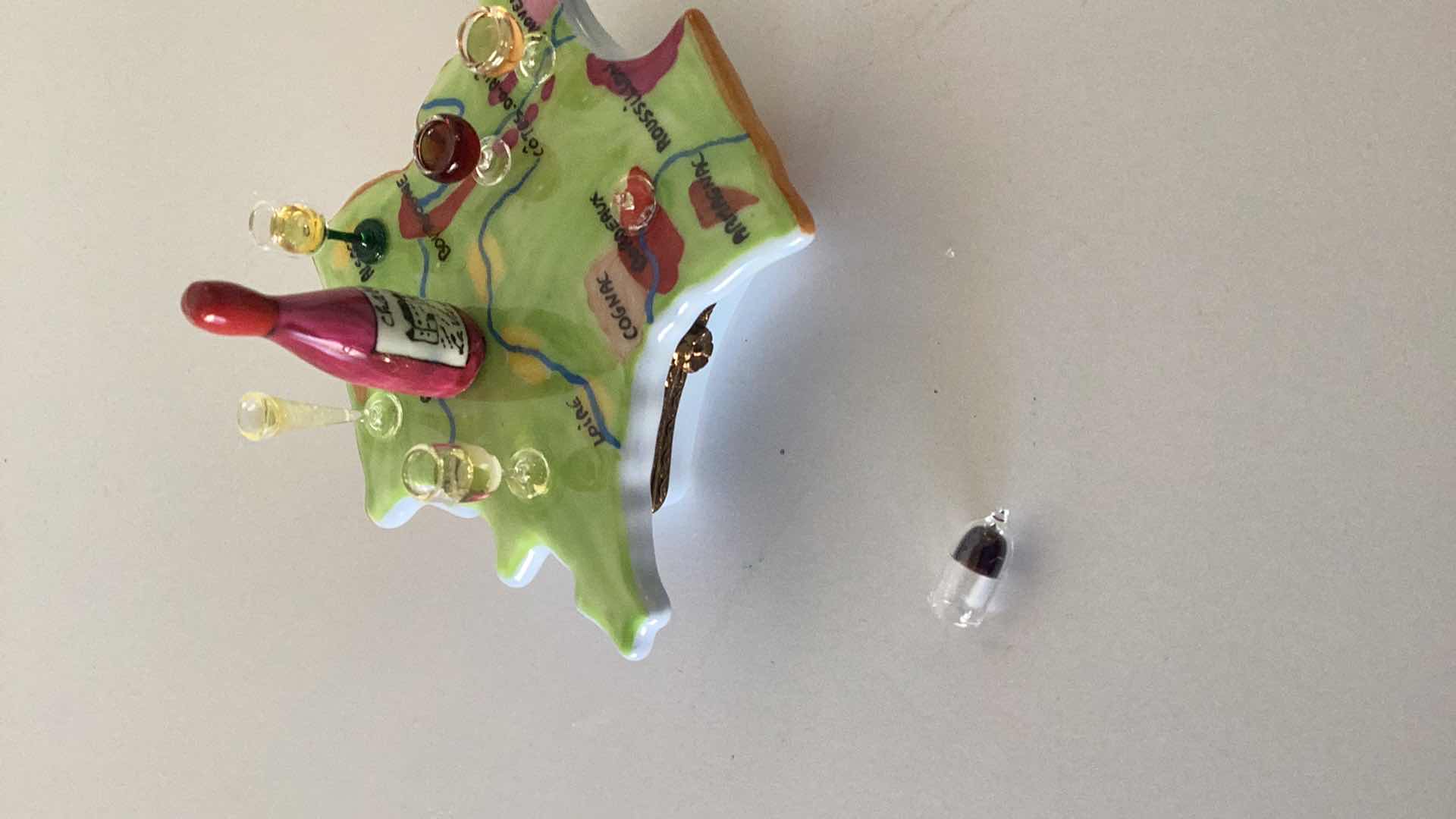 Photo 3 of LIMOGES FRANCE WINE REGIONS OF FRANCE GLASSES 2” TALL