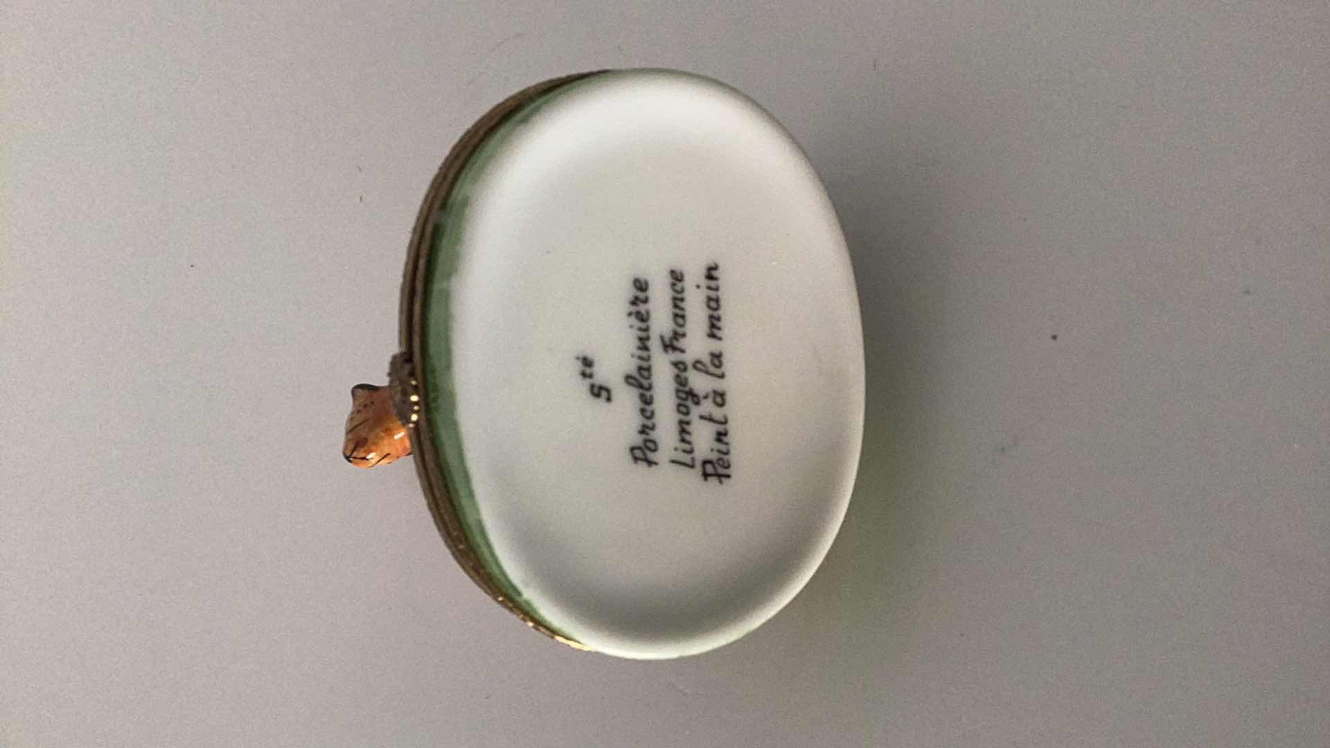 Photo 1 of LIMOGES FRANCE PORCELAIN CHEETAH WITH CUB PILL BOX 3” X 3” 