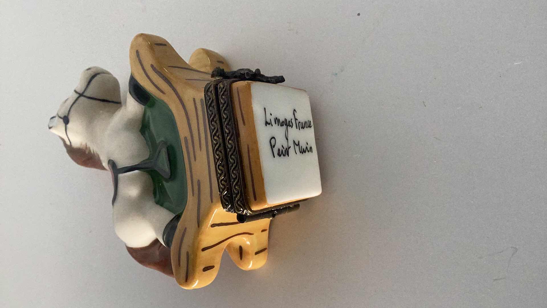 Photo 1 of LIMOGES FRANCE ROCKING HORSE PILL BOX 3” TALL