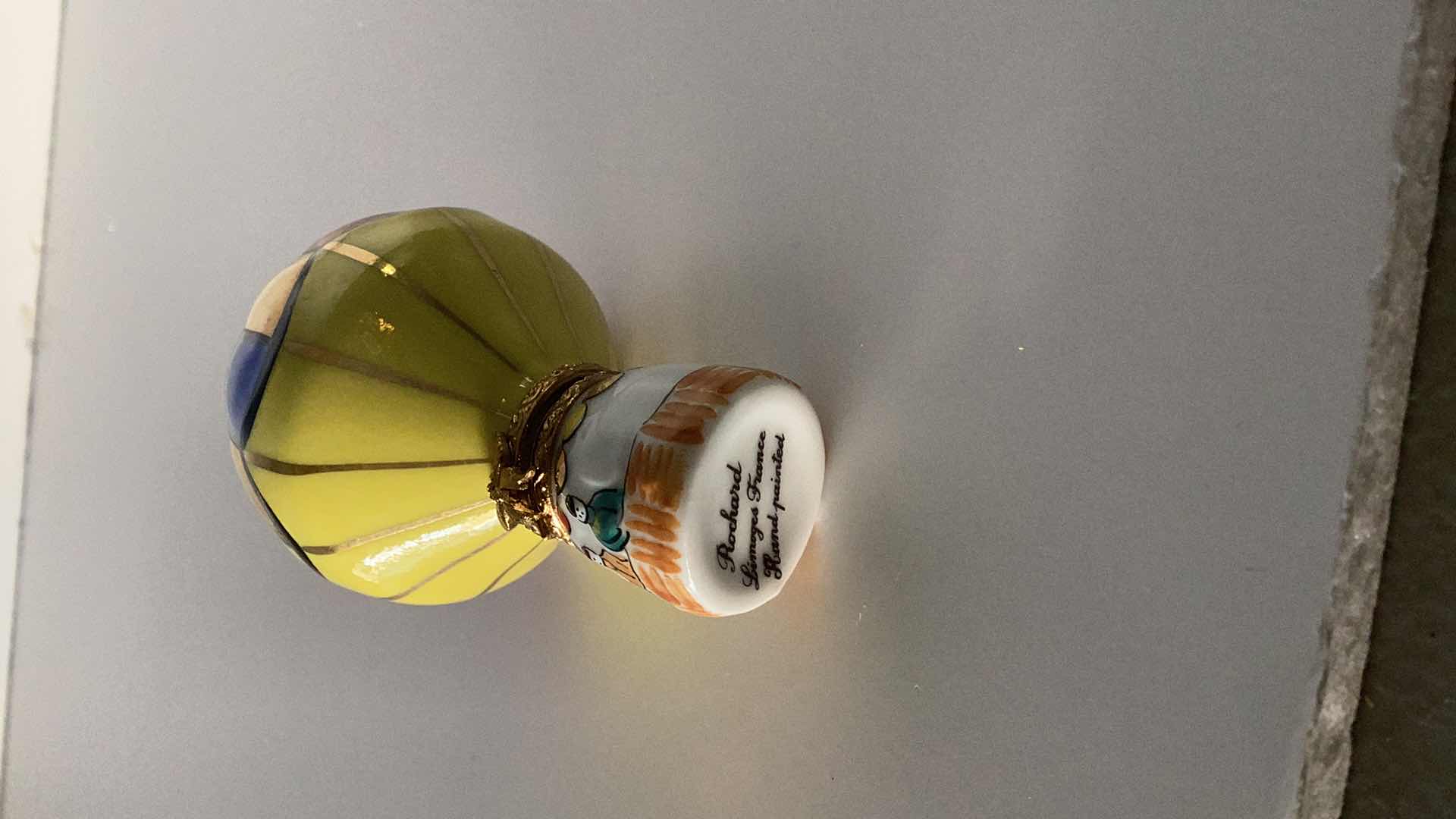 Photo 1 of LIMOGES FRANCE HOT AIR BALLOON PILL BOX 2 1/2” TALL