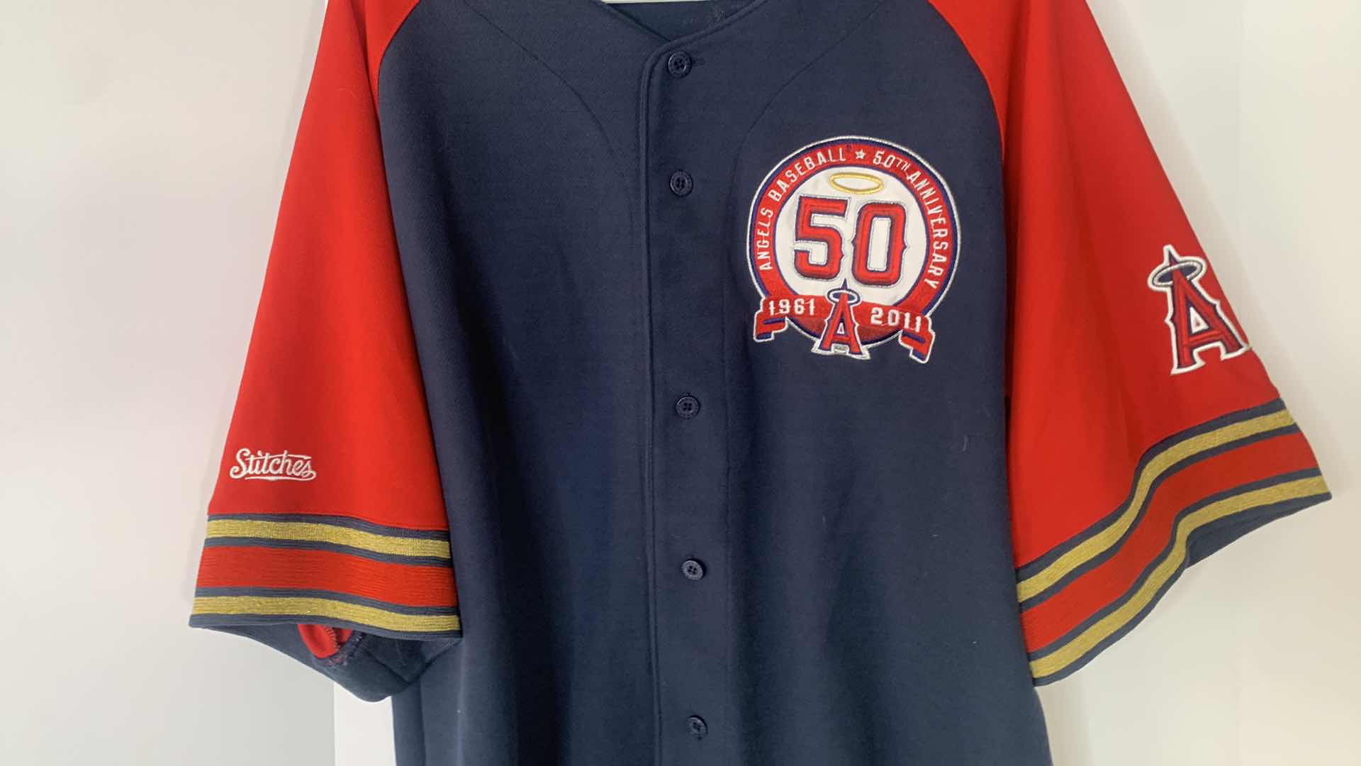 Photo 1 of LOS ANGELES ANGELS EMBROIDERED BASEBALL JERSEY, LARGE