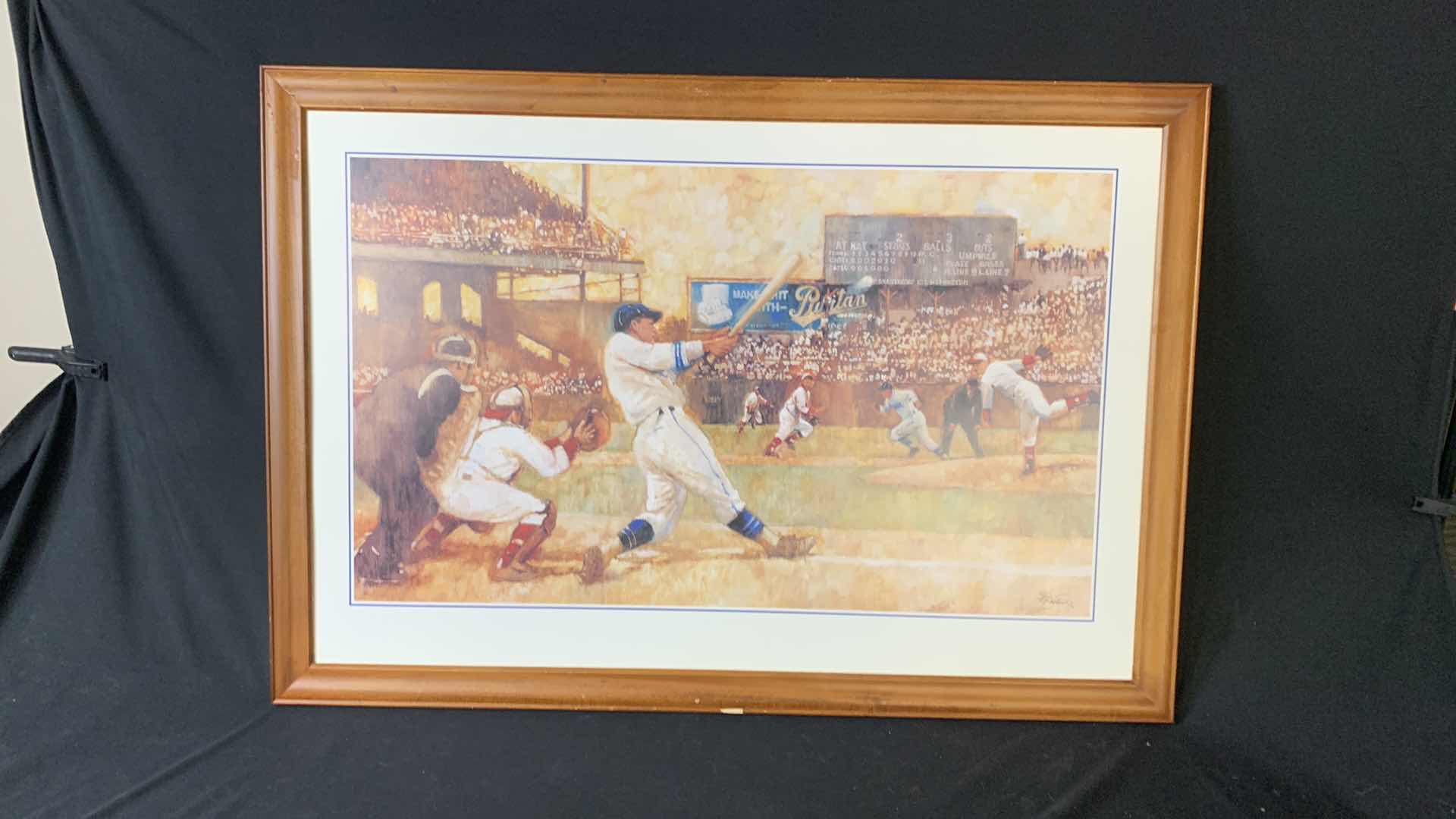 Photo 1 of ARTWORK, BASEBALL IN WOOD FRAME, 39.5” x 27.5”