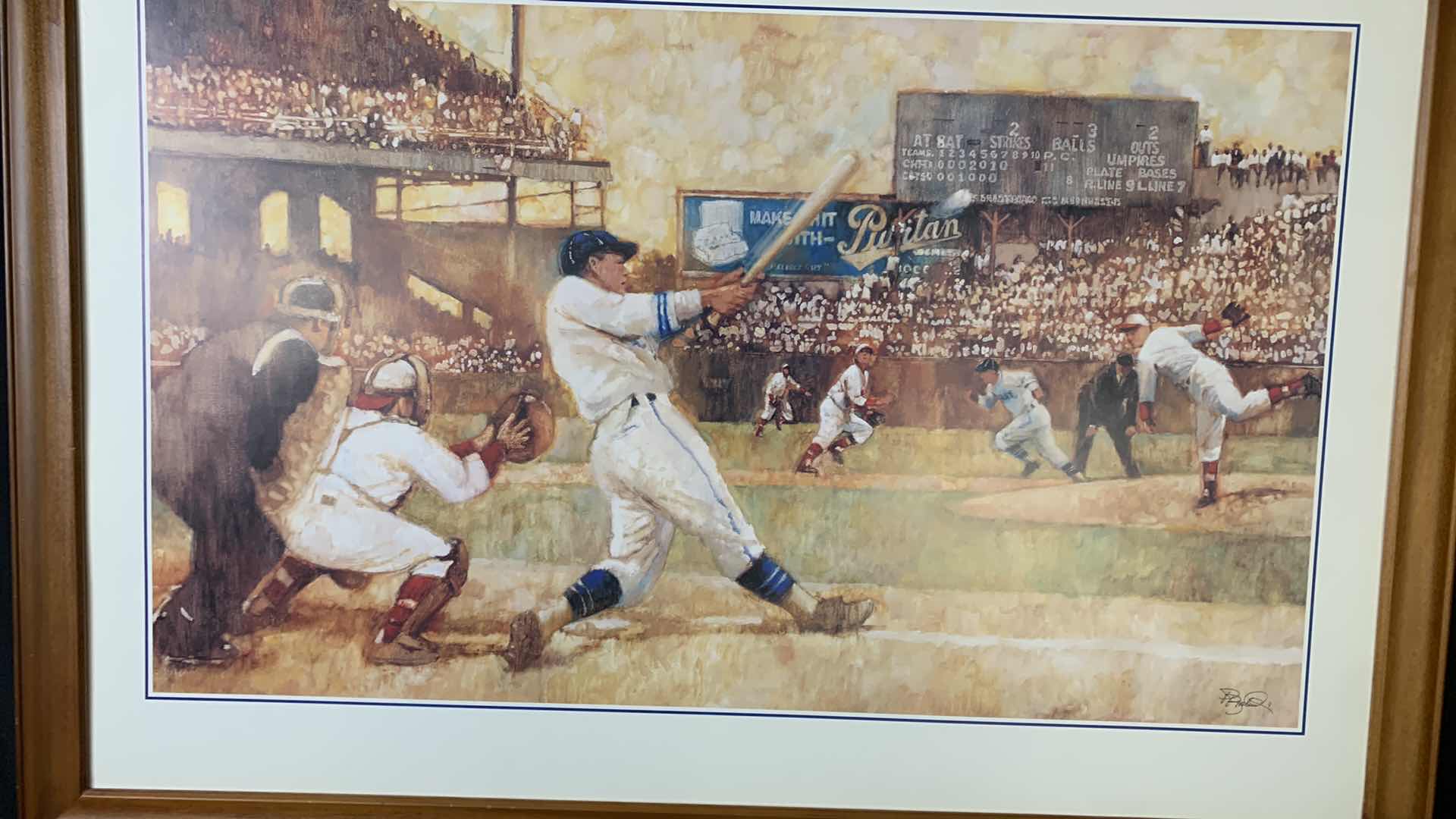 Photo 1 of ARTWORK, BASEBALL IN WOOD FRAME, 39.5” x 27.5”
