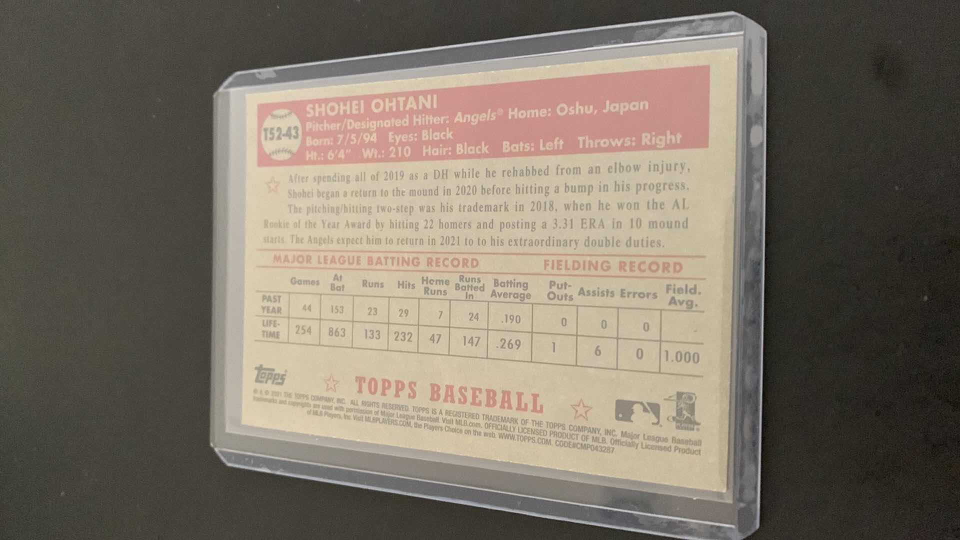 Photo 1 of 2021 TOPPS SHOHEI OHTANI ANGELS CARD