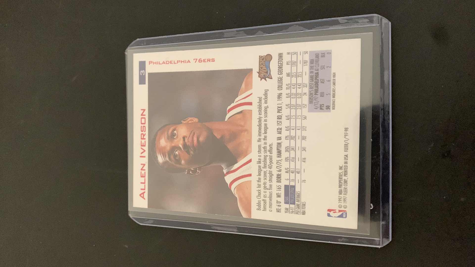Photo 1 of 1997 FLEER ALLEN IVERSON 76ERS ROOKIE CARD
