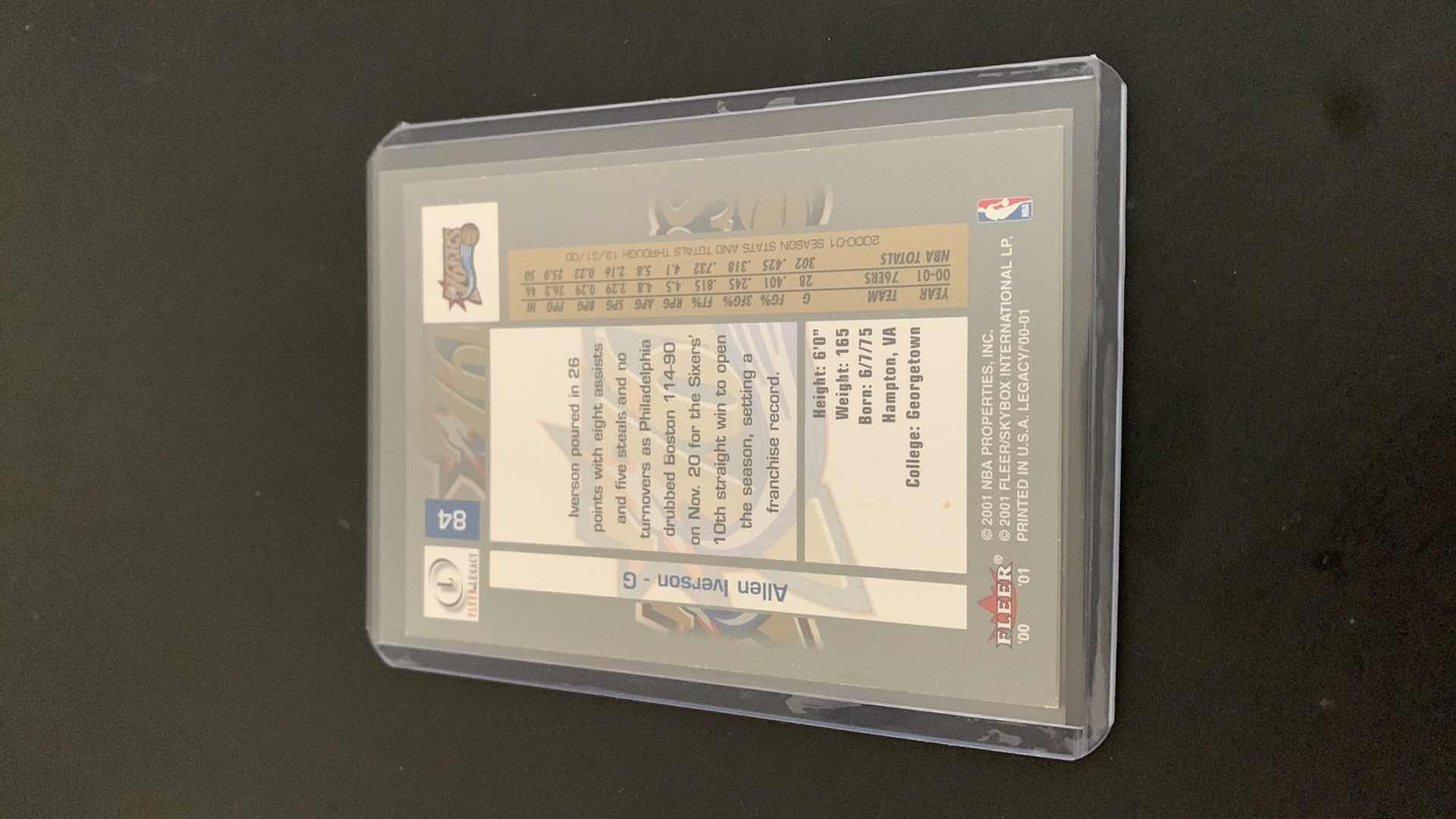 Photo 1 of 2001 FLEER ALLEN IVERSON 76ERS CARD