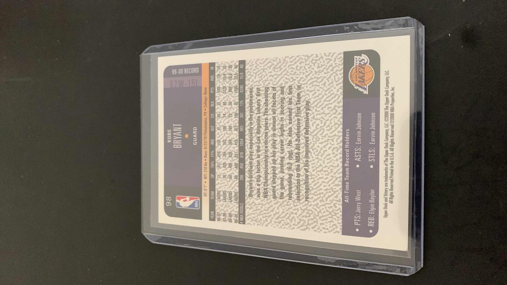 Photo 1 of 2000 UPPER DECK KOBE BRYANT LAKERS CARD