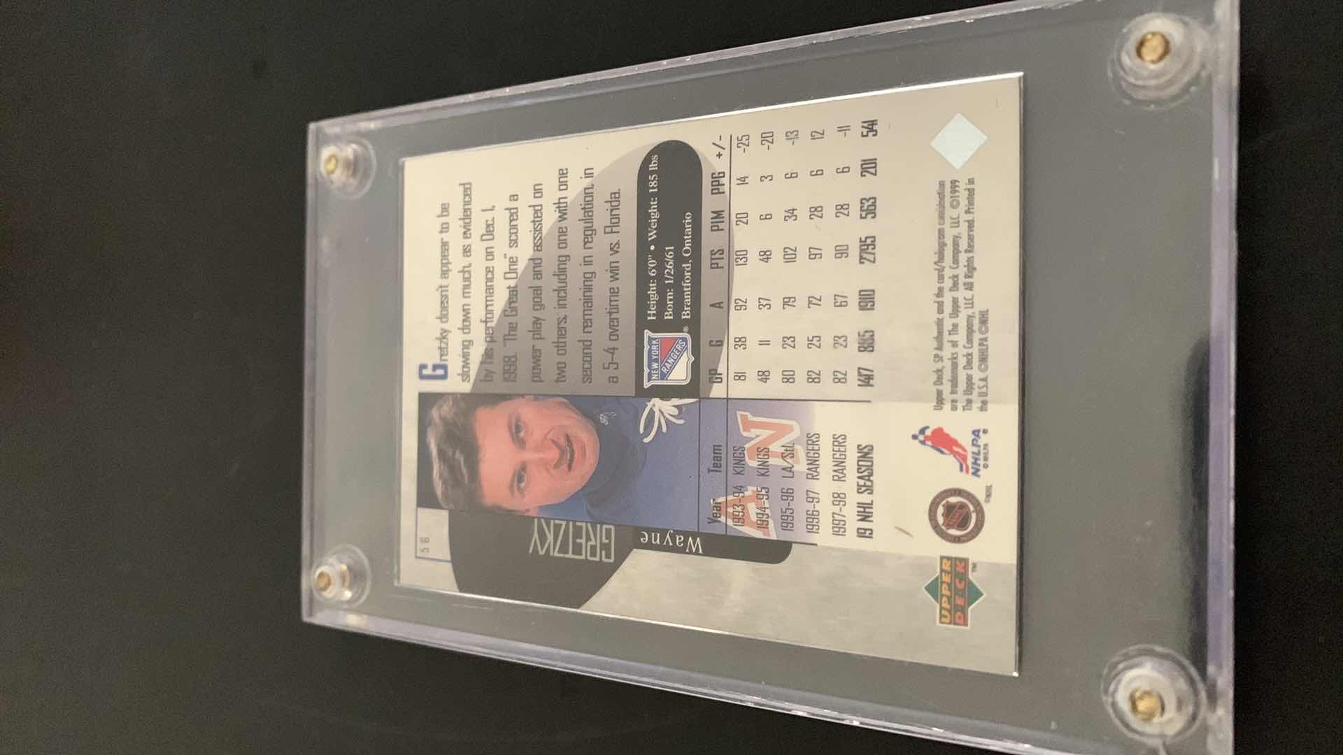 Photo 1 of 1999 UPPER DECK WAYNE GRETZKY RANGERS CARD