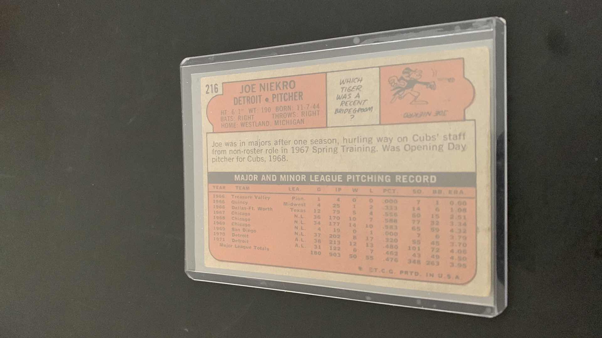 Photo 1 of 1972 TOPPS JOE NIEKRO TIGERS CARD