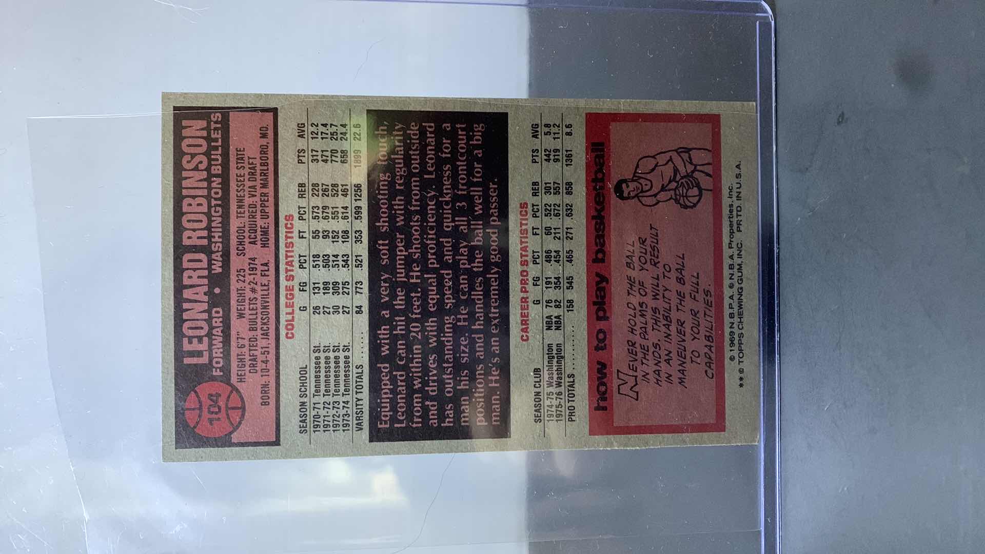 Photo 1 of 1976 TOPPS LEONARD ROBINSON BULLETS CARD