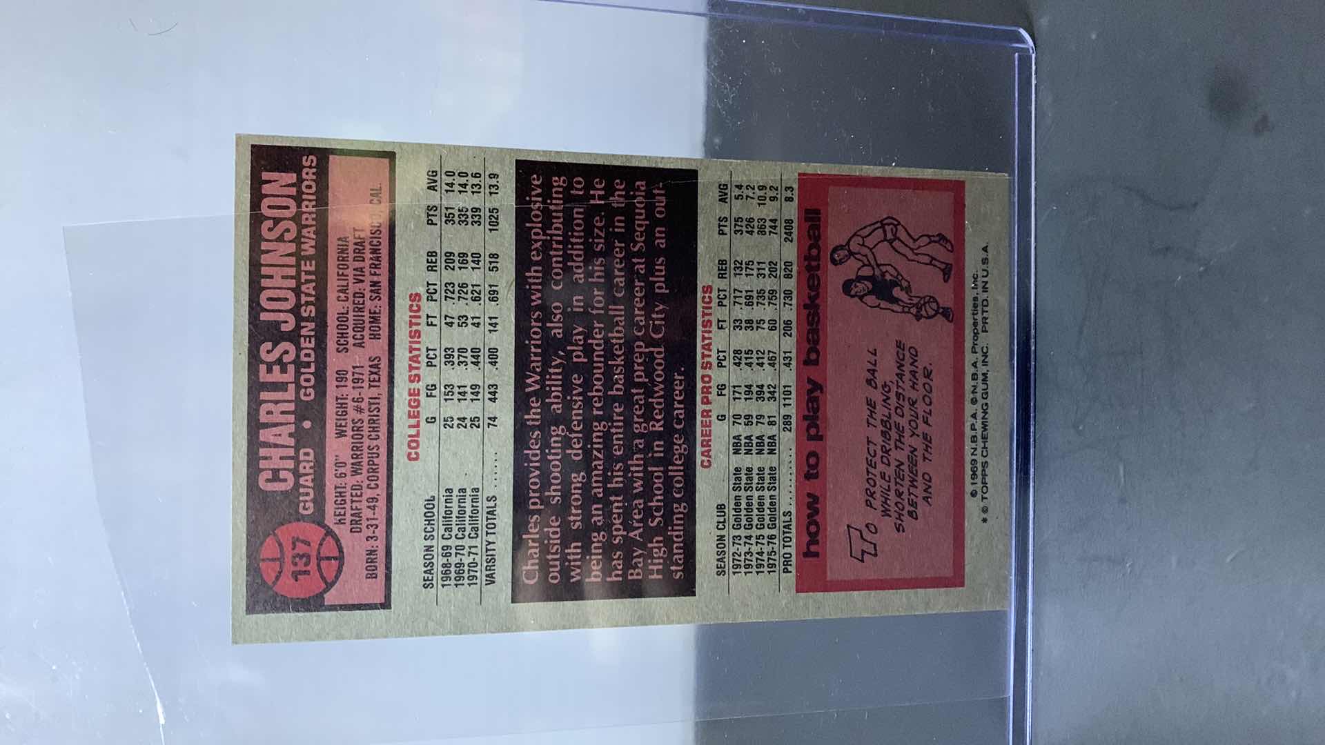 Photo 1 of 1976 TOPPS CHARLES JOHNSON WARRIORS CARD