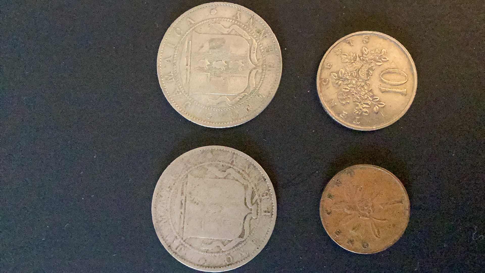 Photo 1 of JAMAICA 1890,1920,1969,1982 COINS